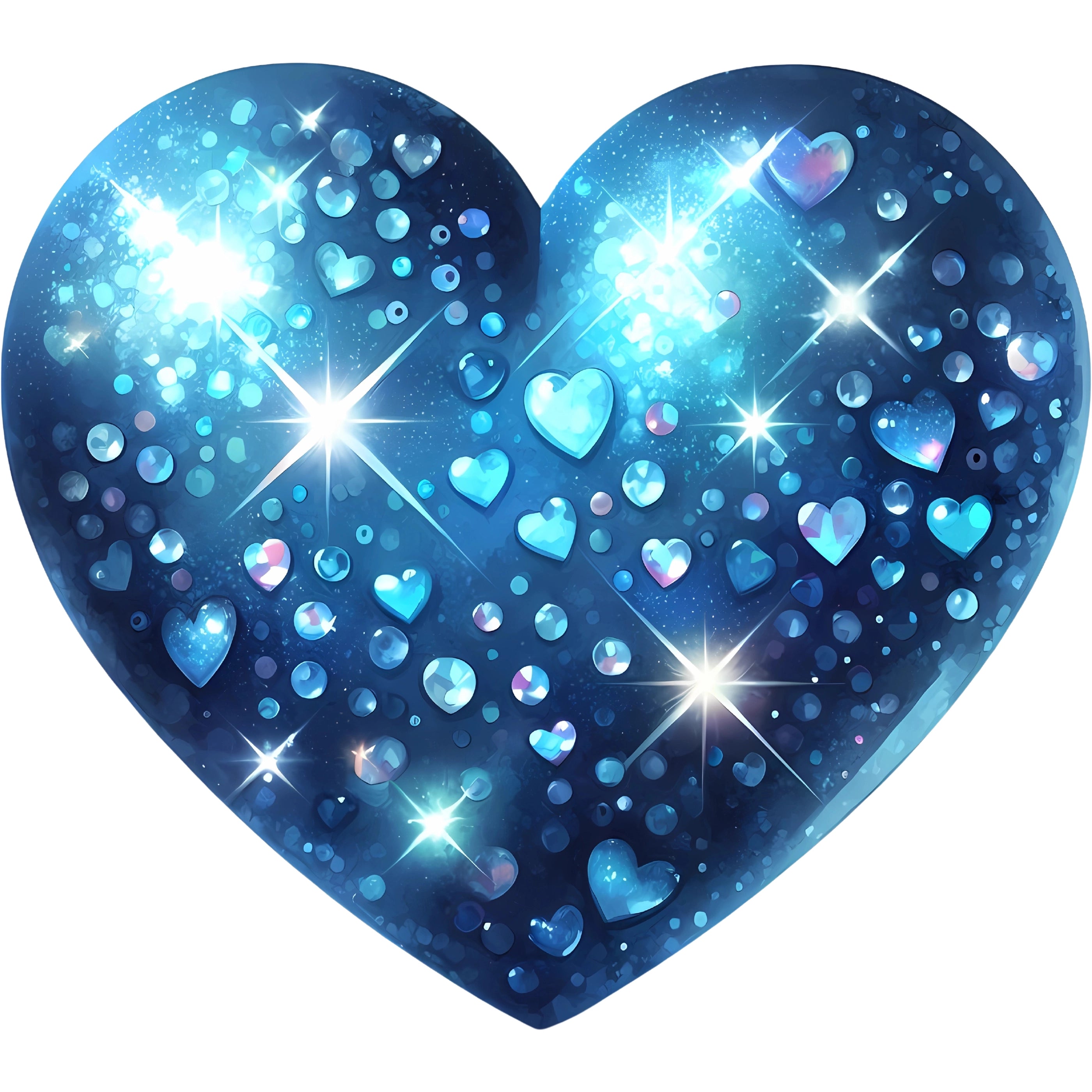 Bügelbild Herz Juwel Blau