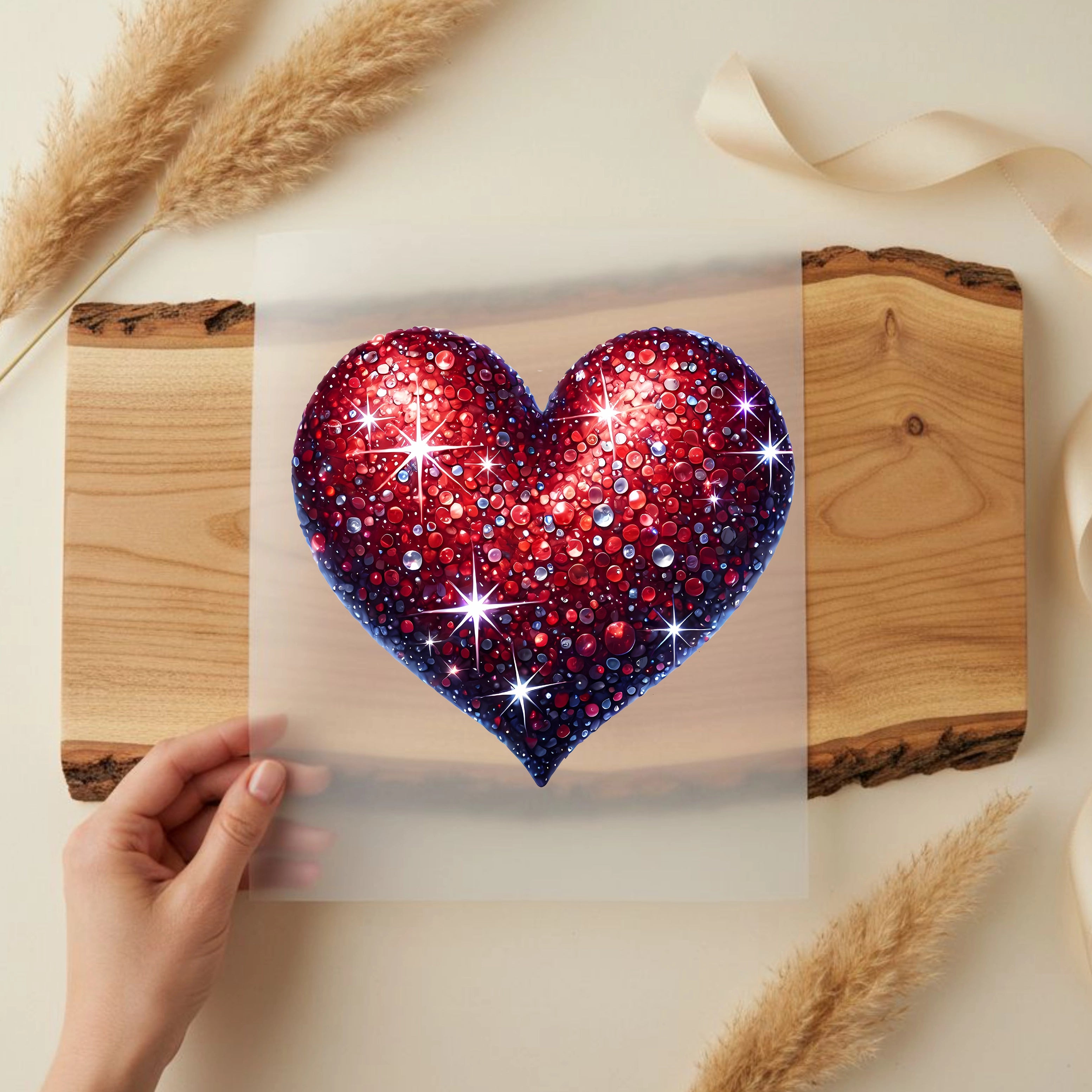 Bügelbild Herz Juwel Rot