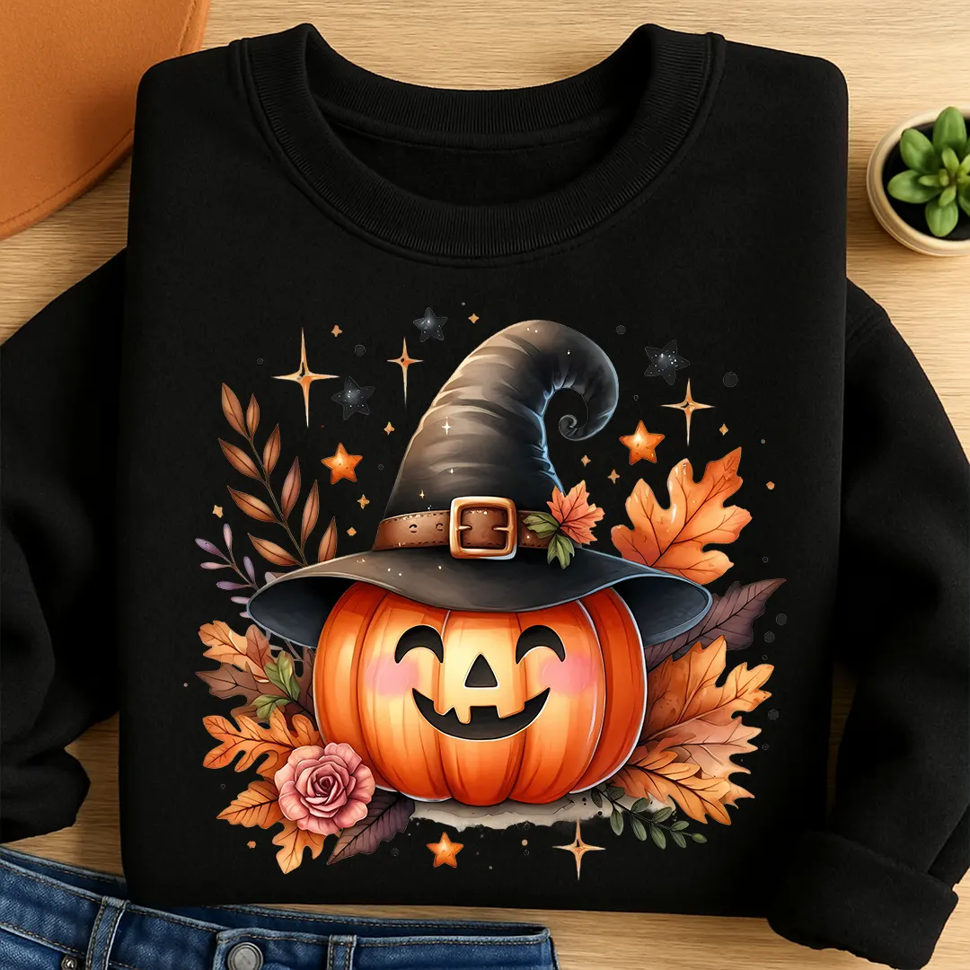 Bügelbild Hexen Kürbis Glitzertraum