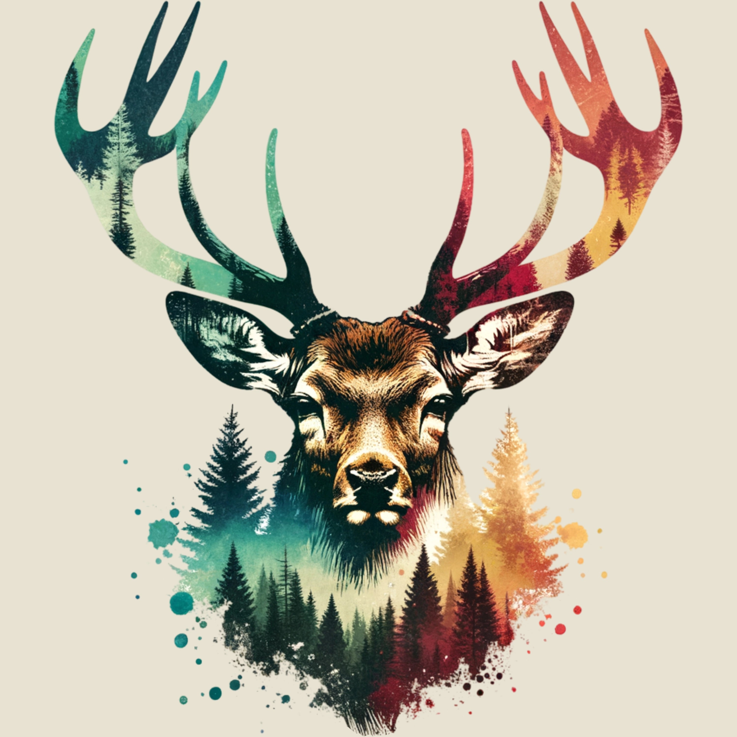 Bügelbild Hirsch Naturkraft