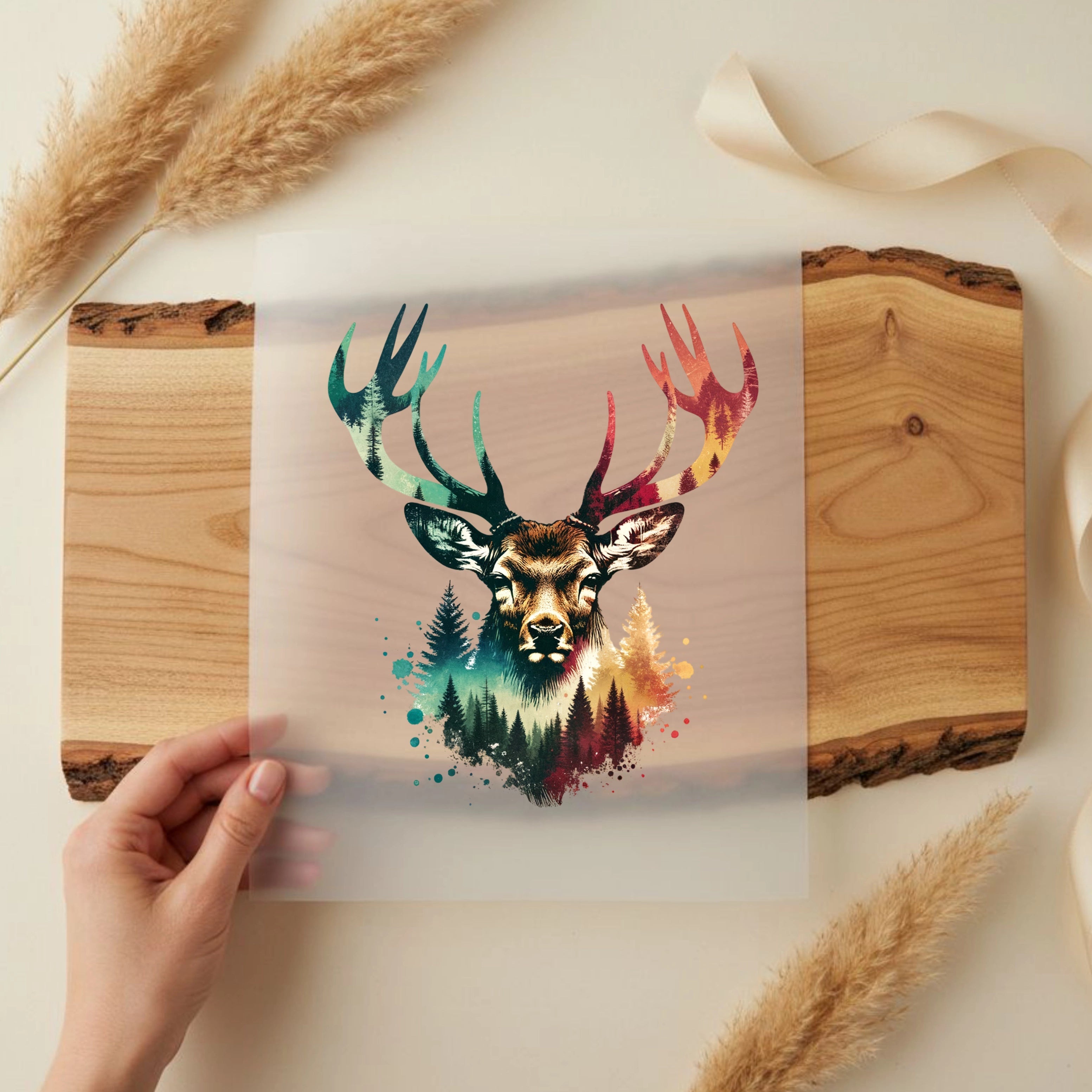 Bügelbild Hirsch Naturkraft