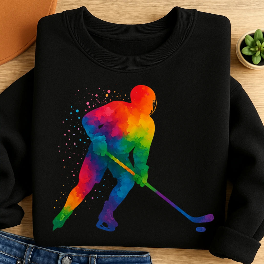 Bügelbild Bunter Hockeyspieler Splash