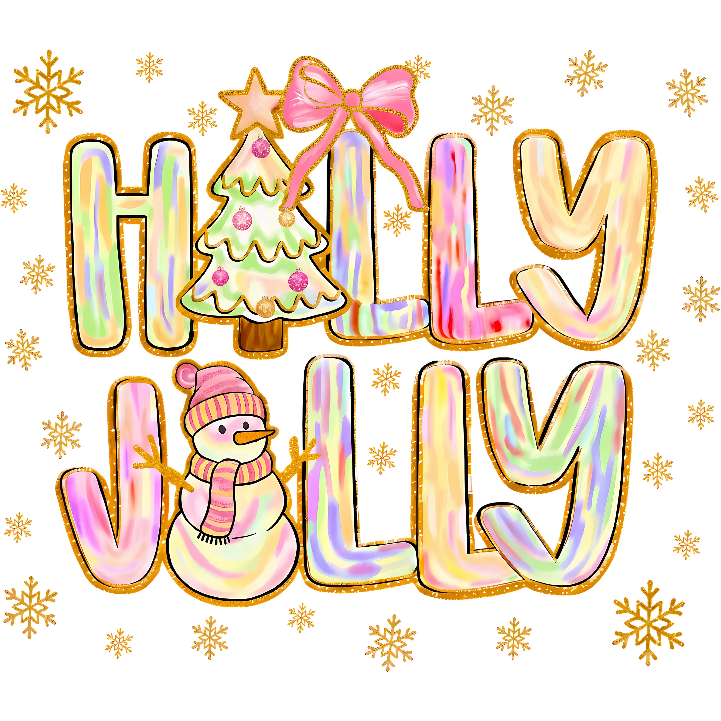 Bügelbild Holly Jolly Goldshine