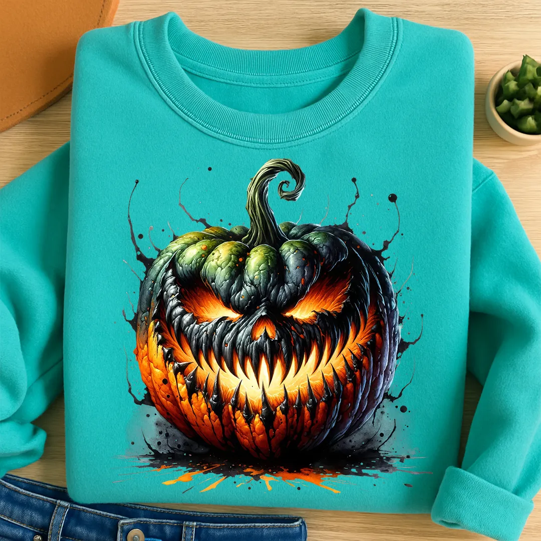 Bügelbild Horror Kürbis Splash