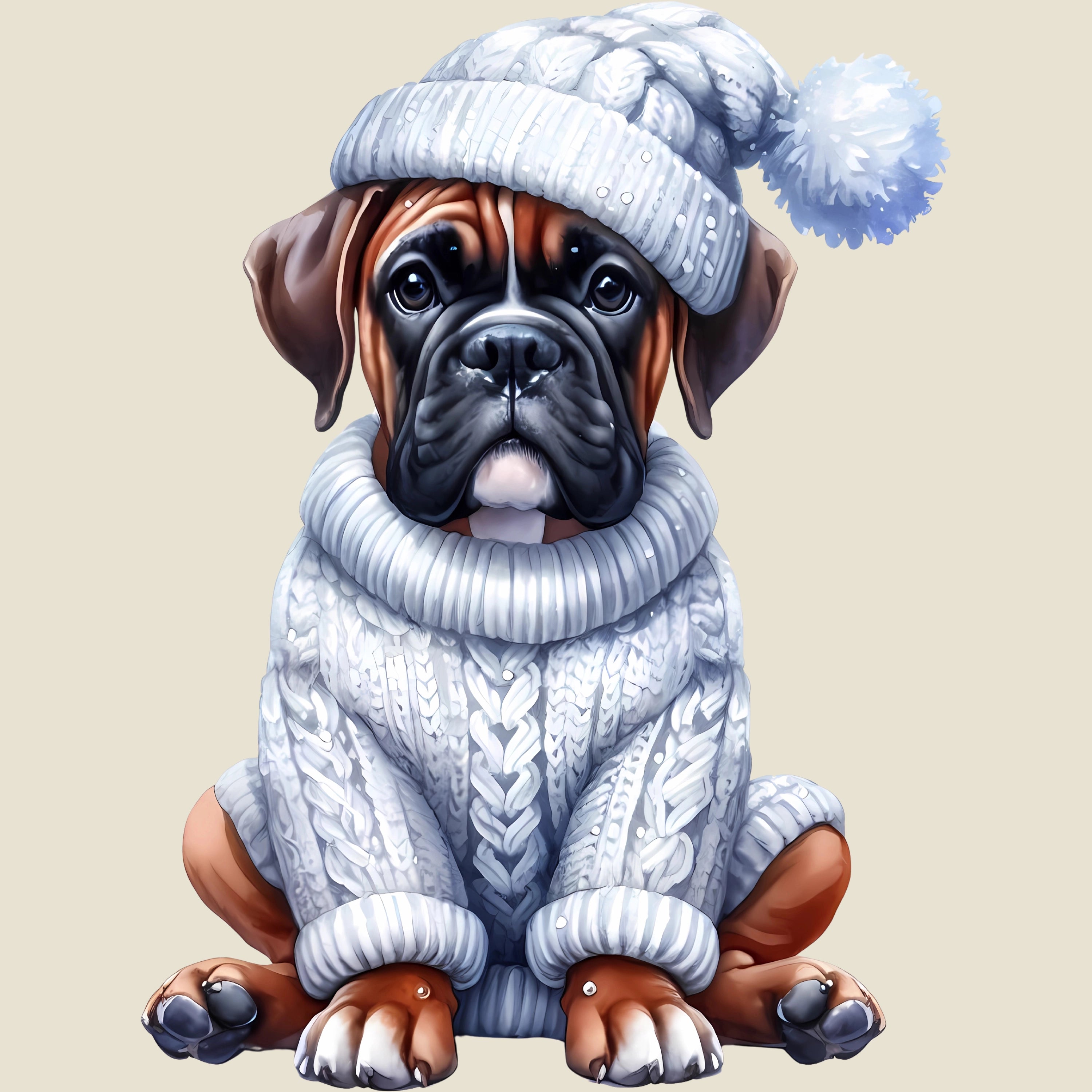 Bügelbild Hund Boxer Mino Weihnachtszauber