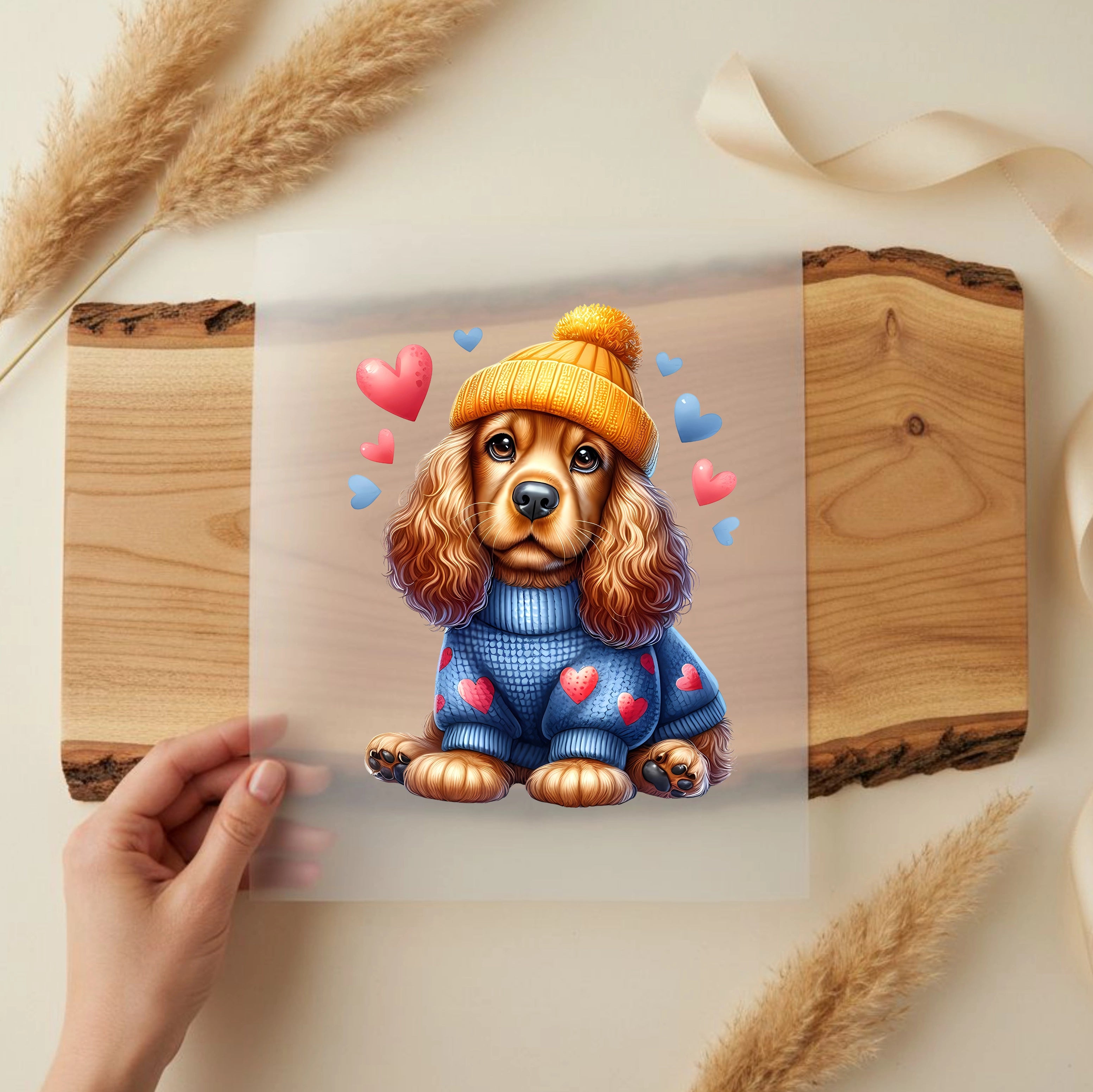 Bügelbild Hund Cocker Spaniel Leni Winterliebe