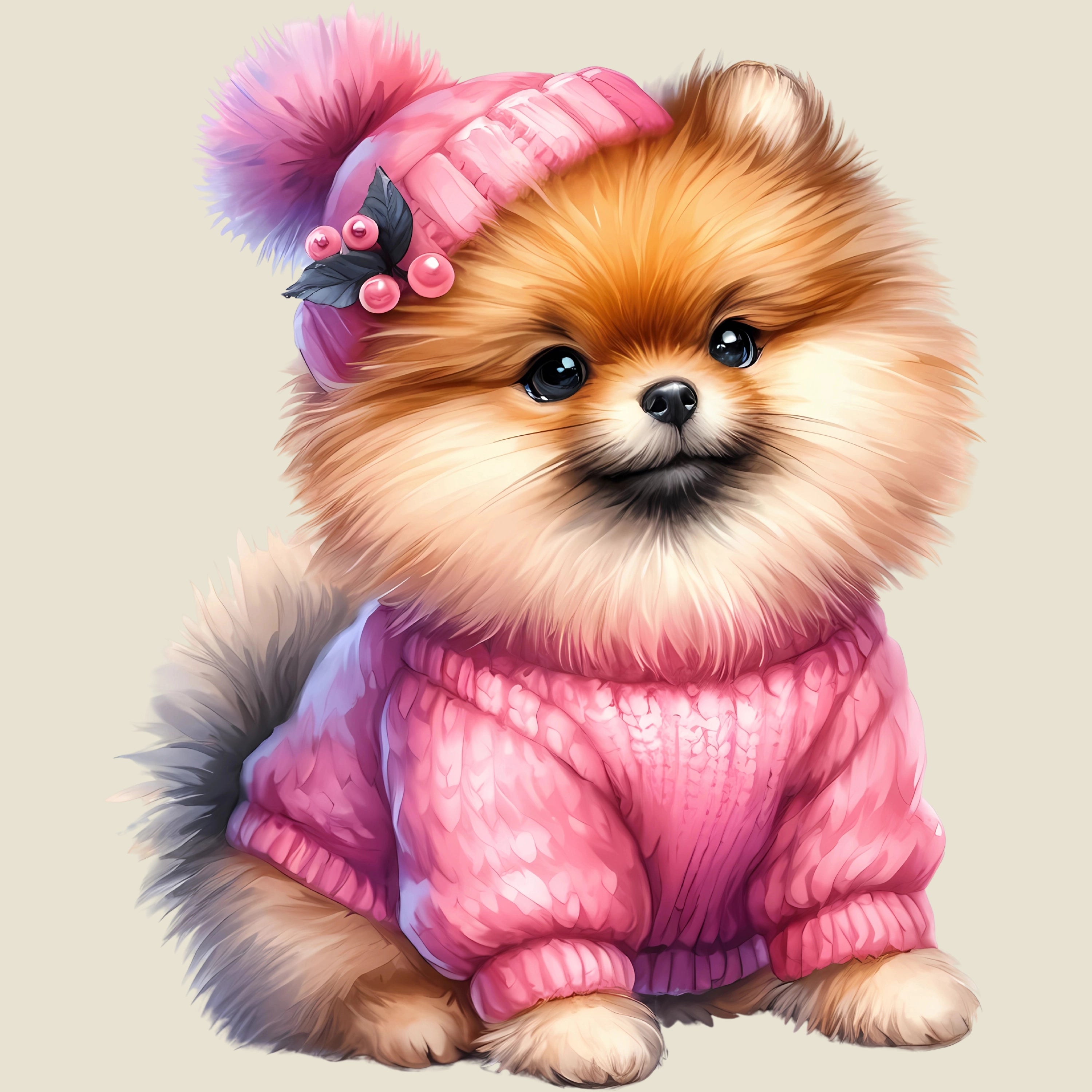 Bügelbild Hund Pomeranian Bella Winterprinzessin