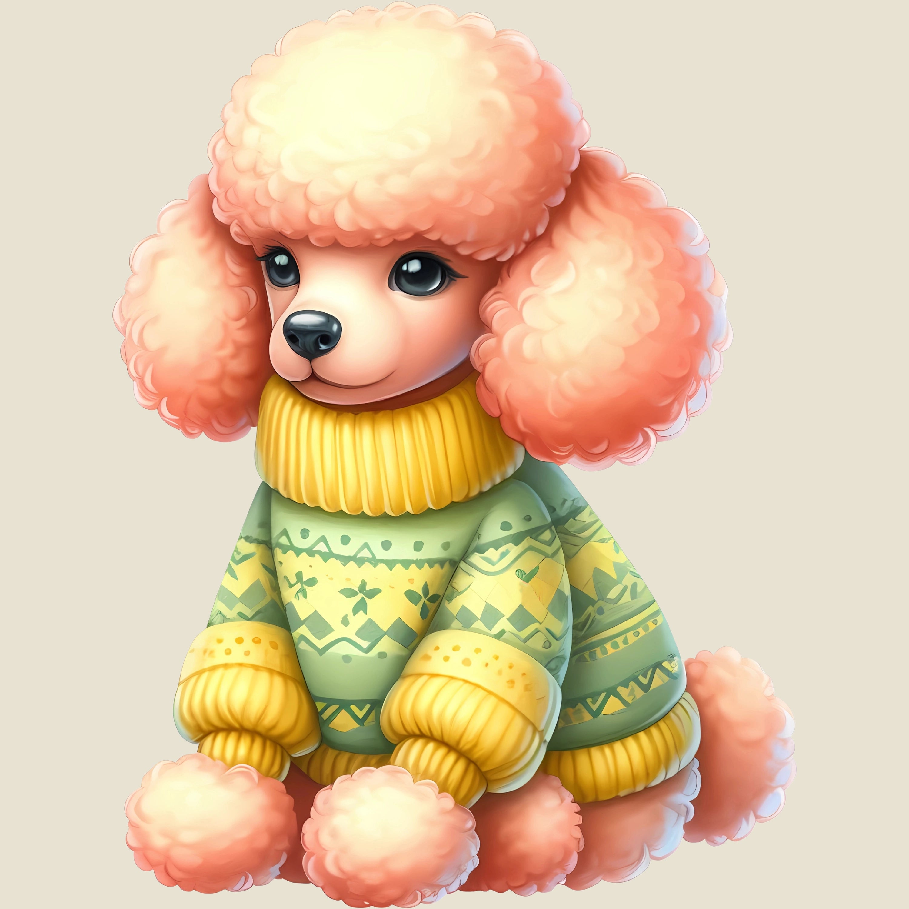 Bügelbild Hund Pudel Lucy Weihnachtsglück