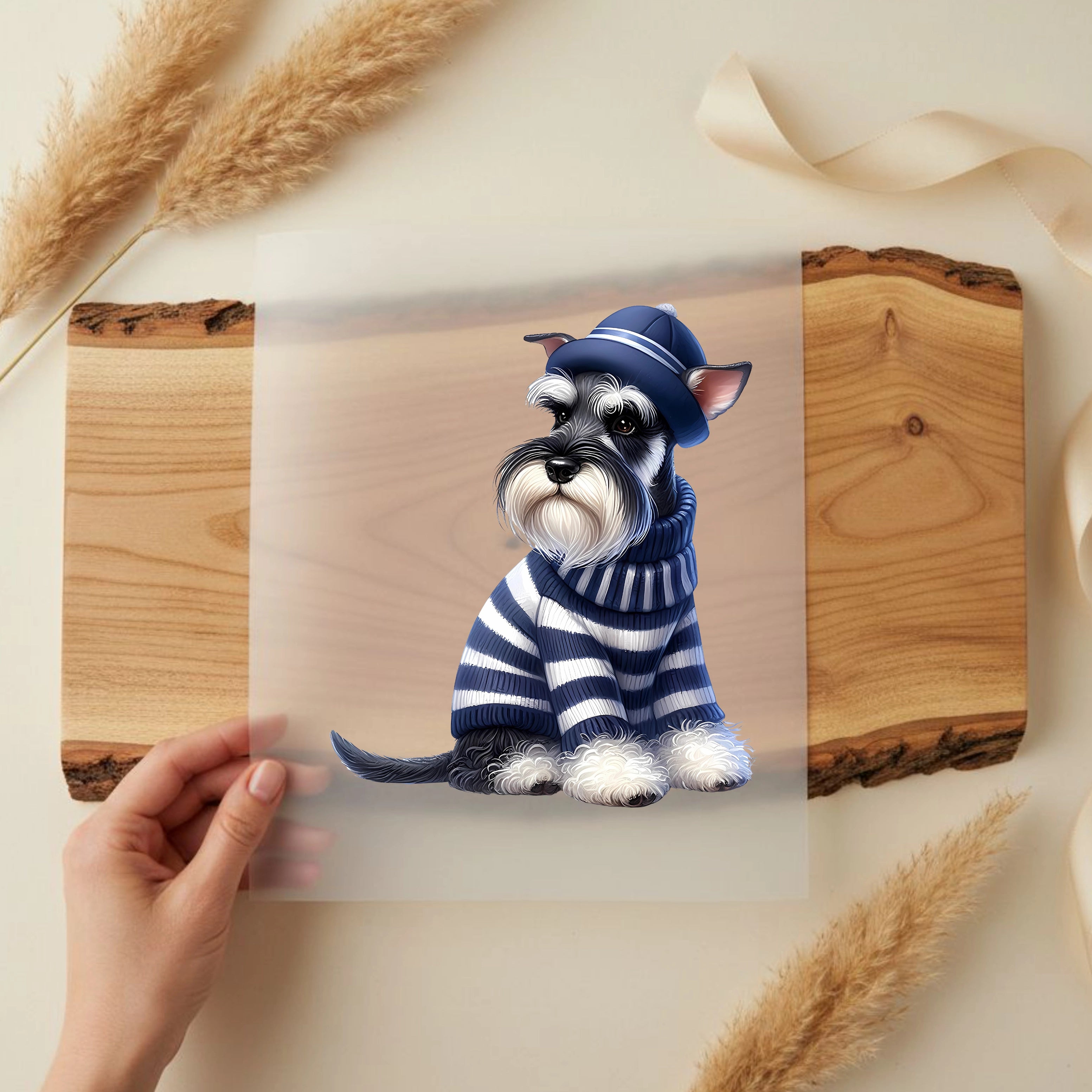 Bügelbild Hund Schnauzer Milo Frostglück