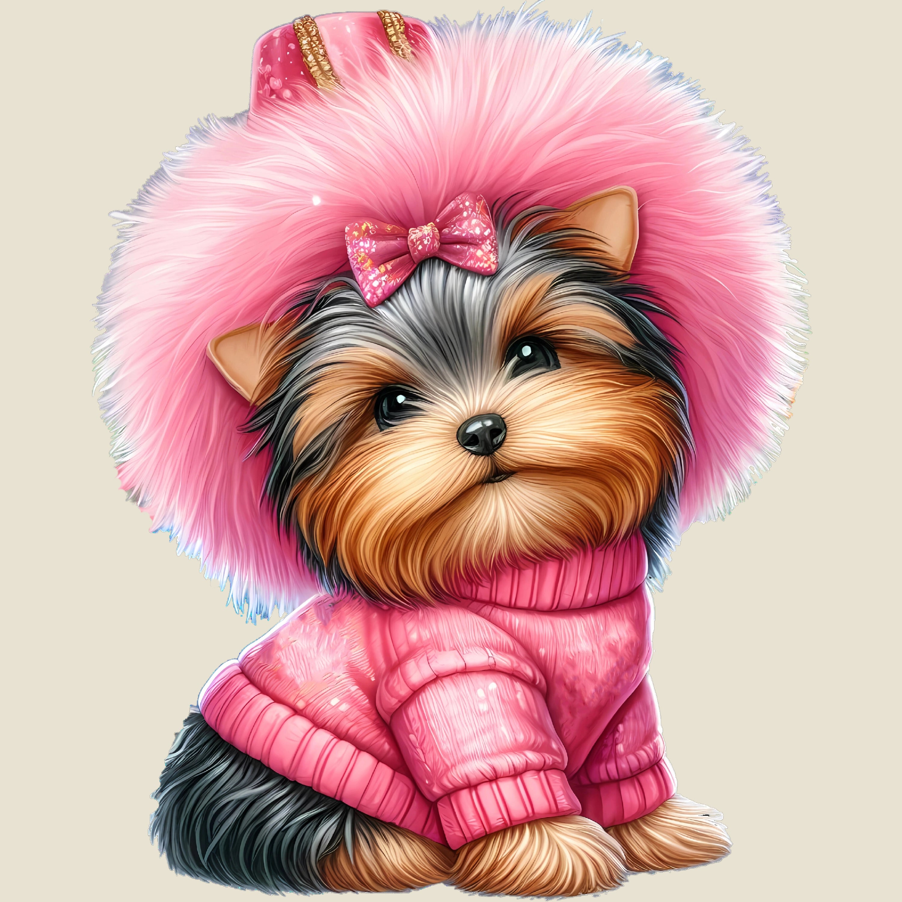 Bügelbild Hund Yorkshire Terrier Fina Rosenzauber