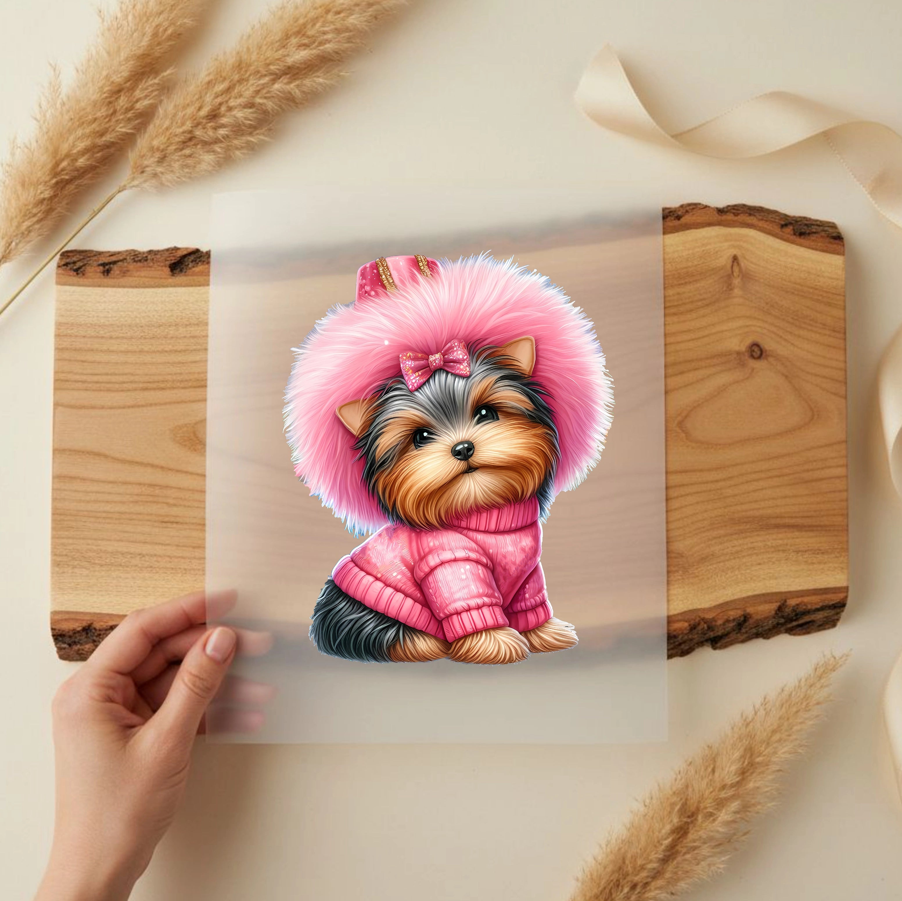 Bügelbild Hund Yorkshire Terrier Fina Rosenzauber