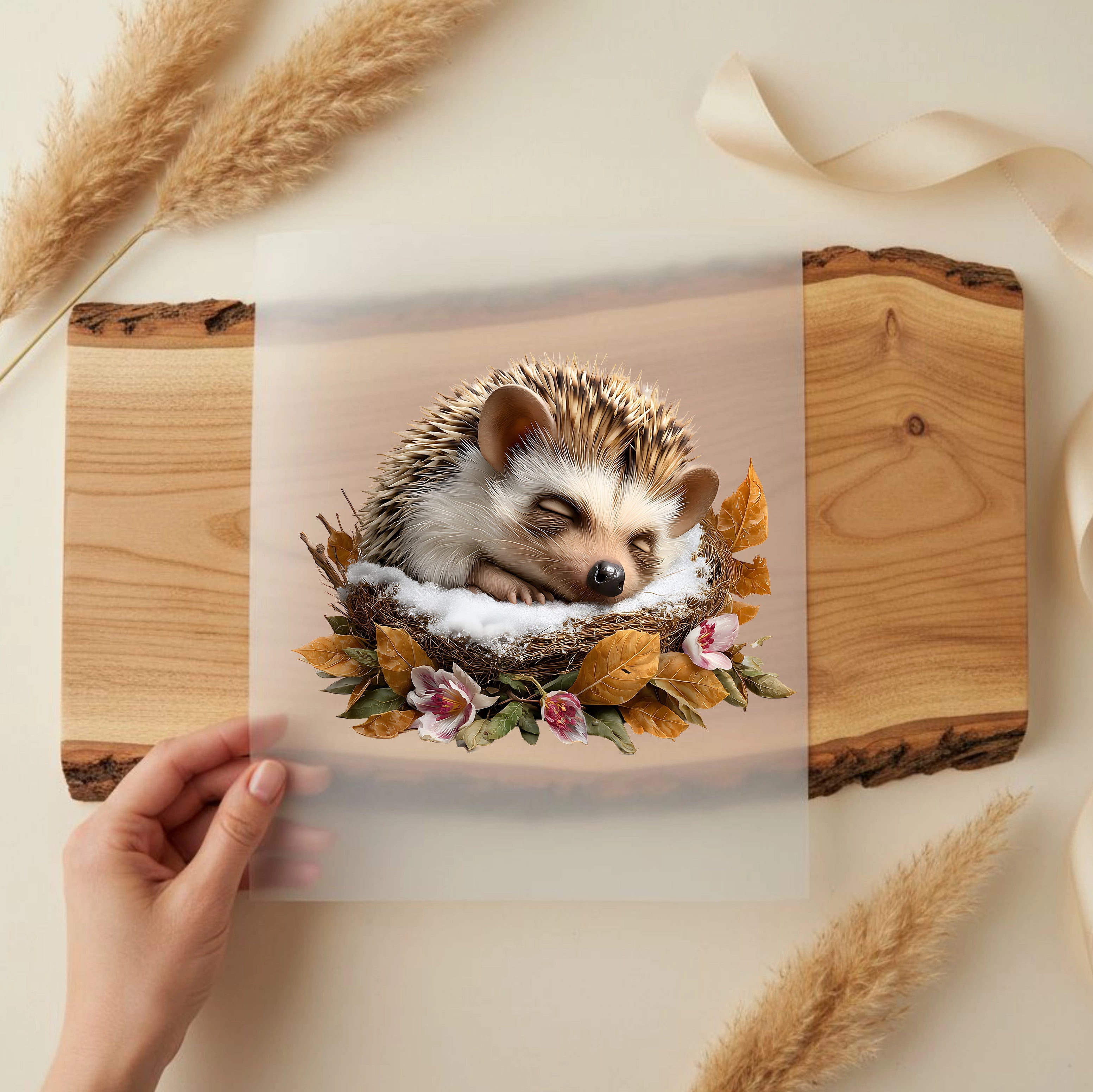 Bügelbild Igel Kuschelnest