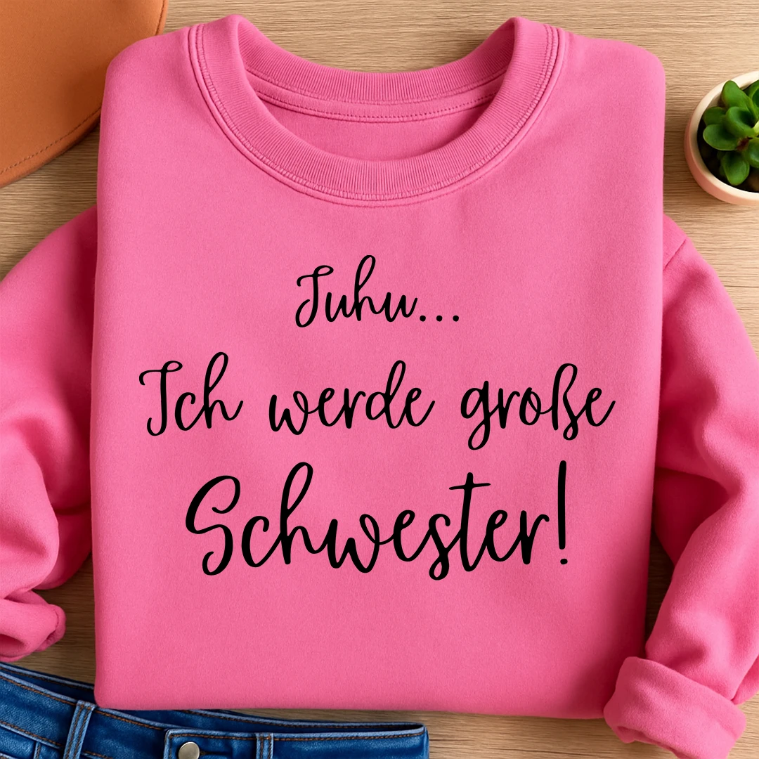 Bügelbild Juhu ich werde große Schwester