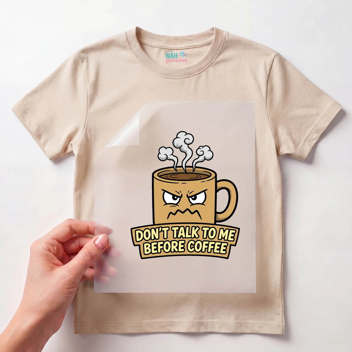 Bügelbild Kaffeetasse Don't Talk To Me Before Coffee