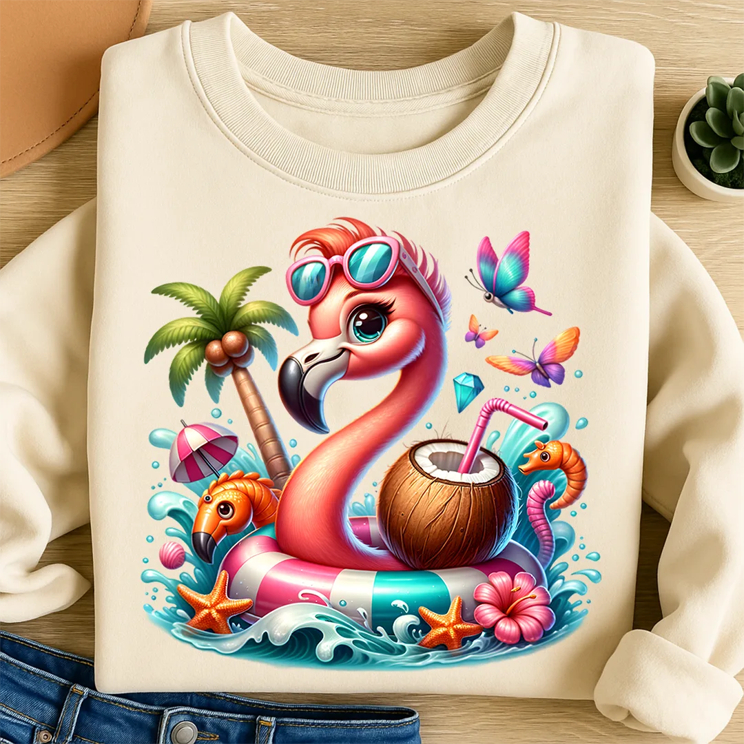 Bügelbild karibischer Flamingo Mumpel