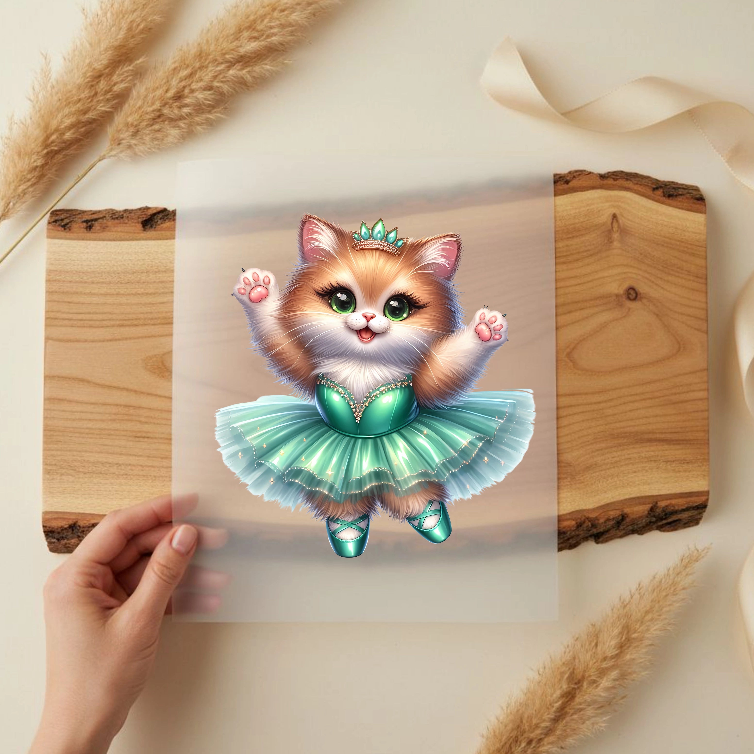 Bügelbild Katze Ballerina Mint