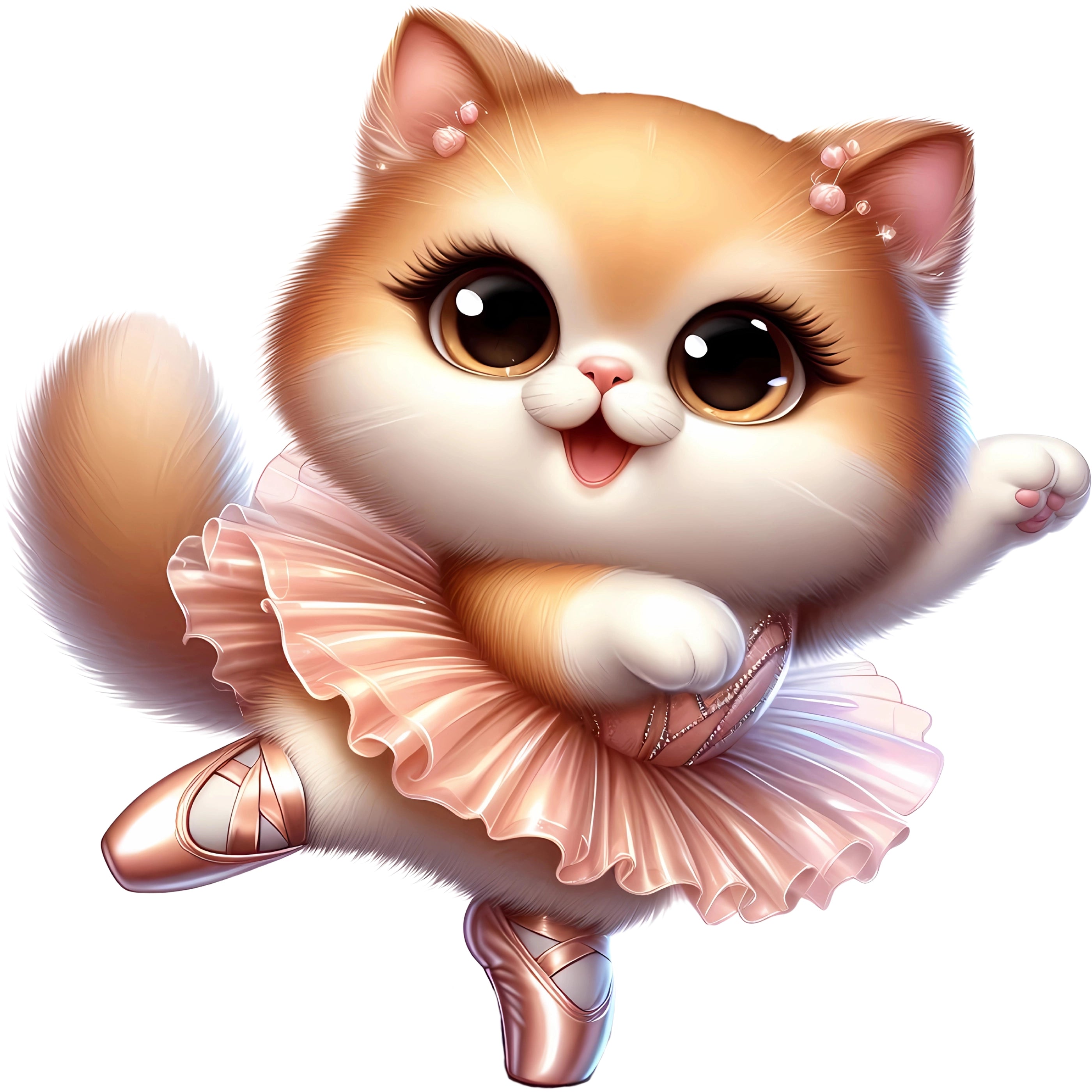 Bügelbild Katze Ballerina Rosentanz