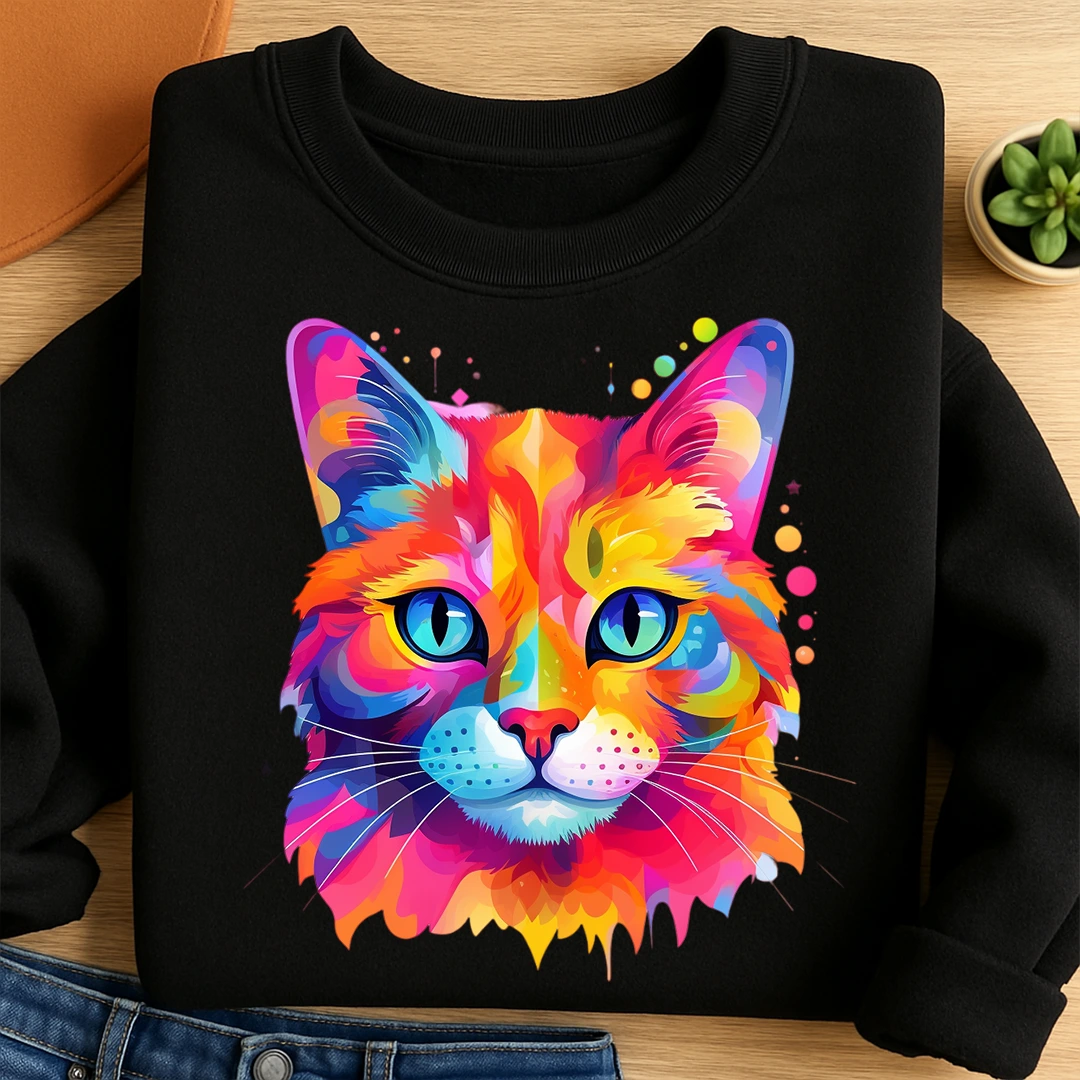 Bügelbild Katze Bunt