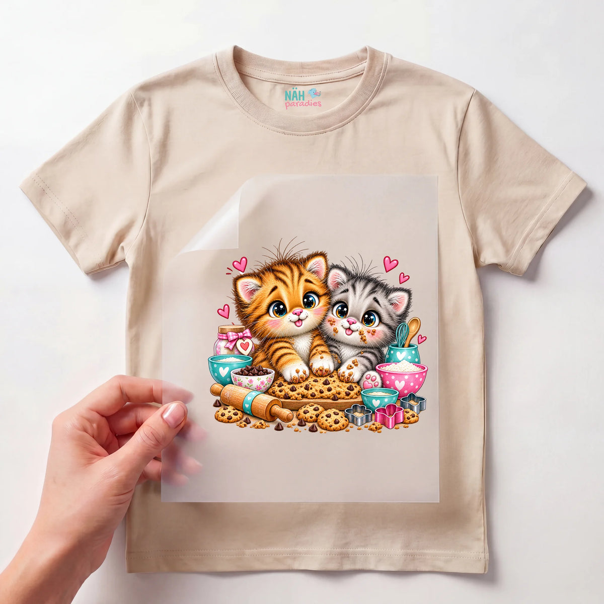 Bügelbild Katzen backen Kekse