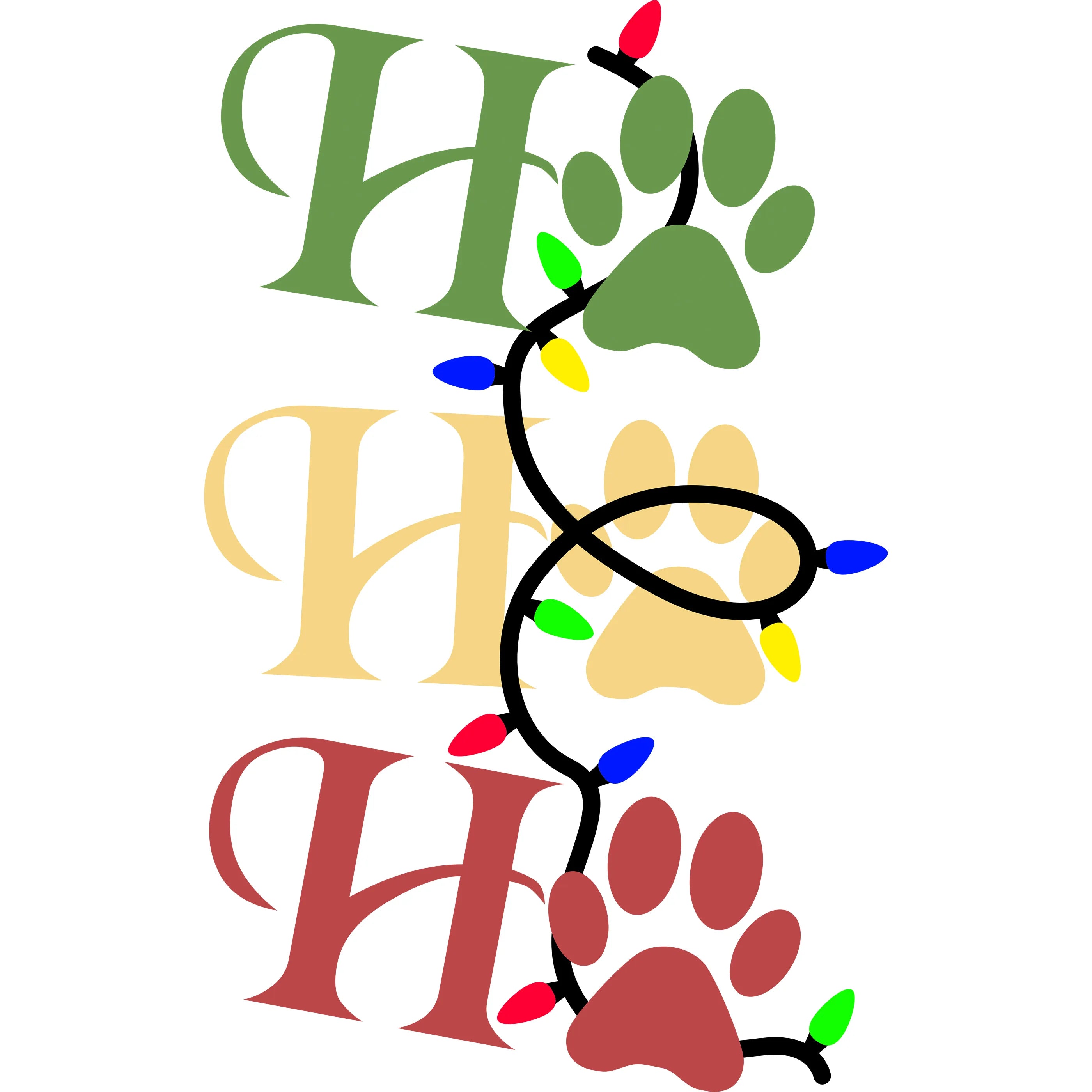 Bügelbild Katzen Hundepfote Ho Ho Ho