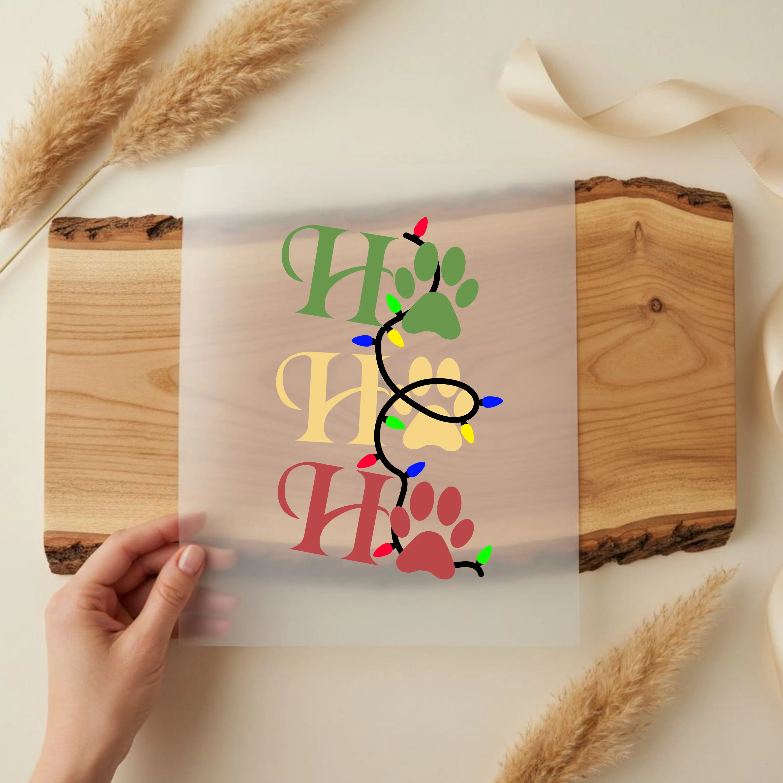 Bügelbild Katzen Hundepfote Ho Ho Ho