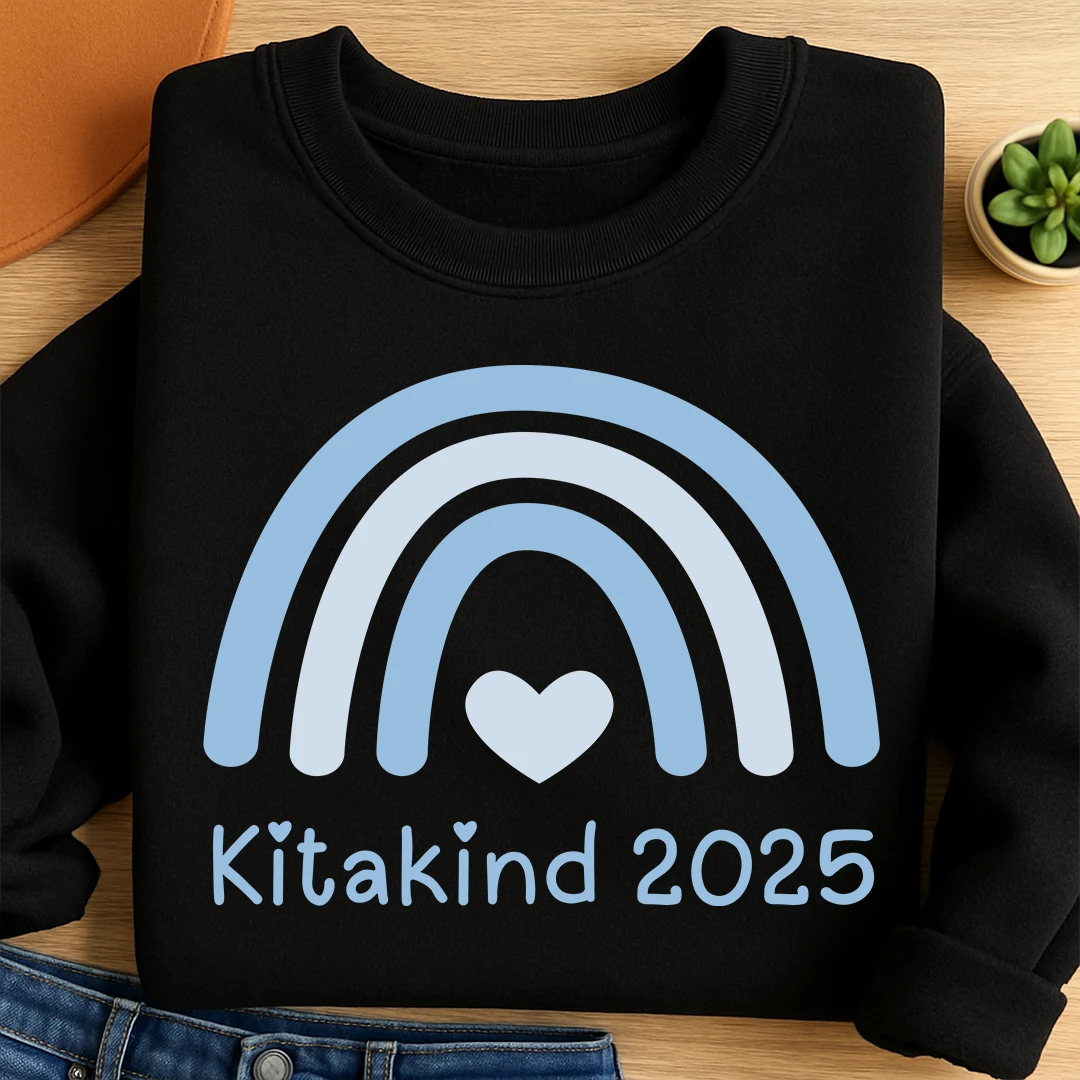Bügelbild Kitakind 2025 Regenbogen Blau
