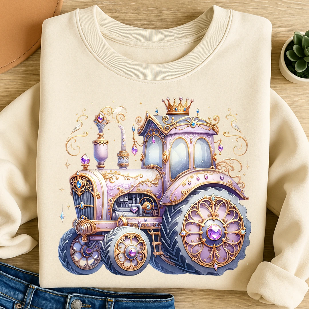 Bügelbild Königlicher Glitzertraktor