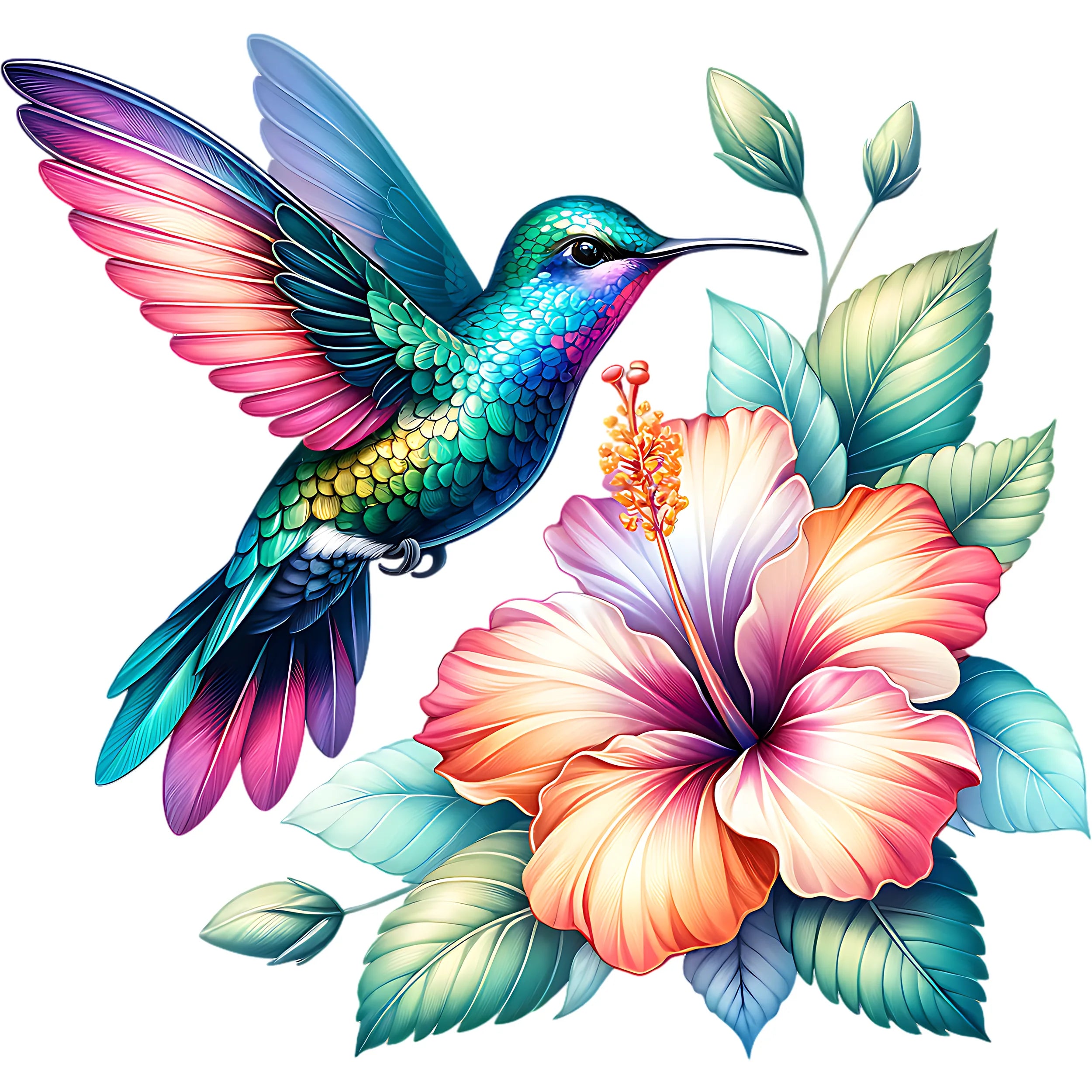 Bügelbild Kolibri Blüte