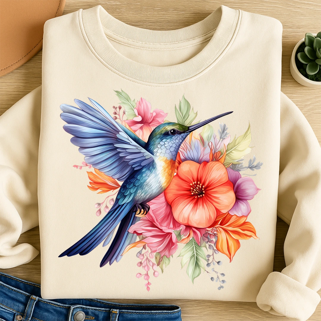 Bügelbild Kolibri Bluetenpracht