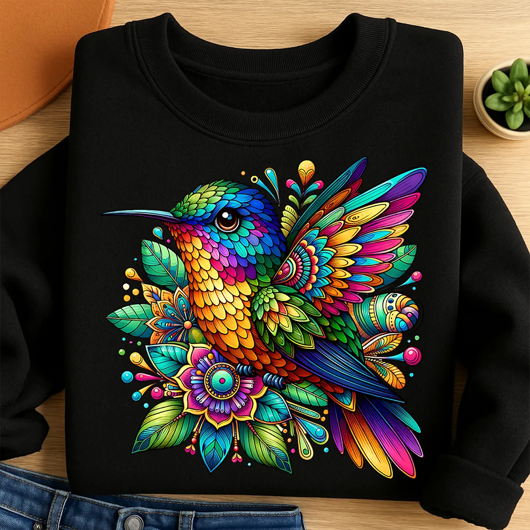 Bügelbild Kolibri Mandala