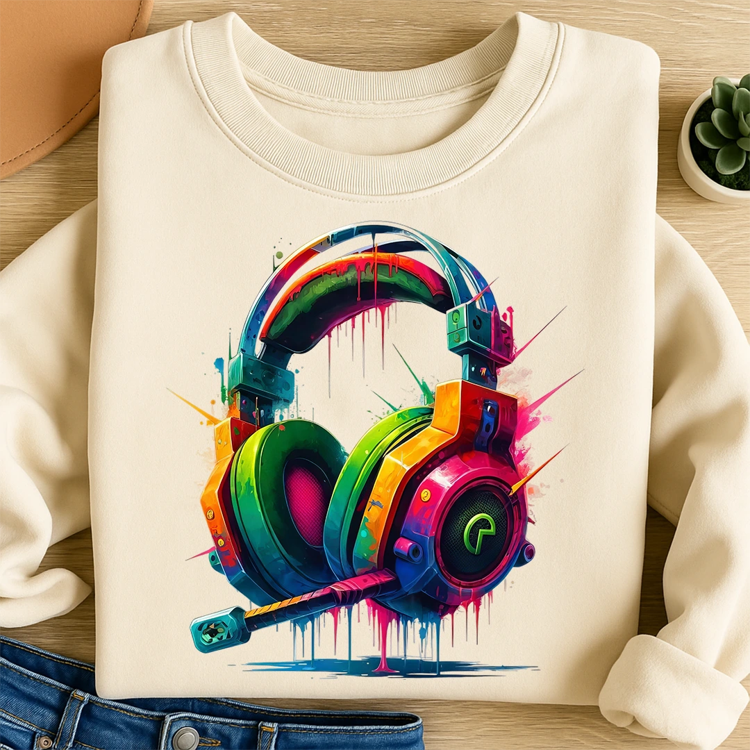 Bügelbild Kopfhörer Neonbeats