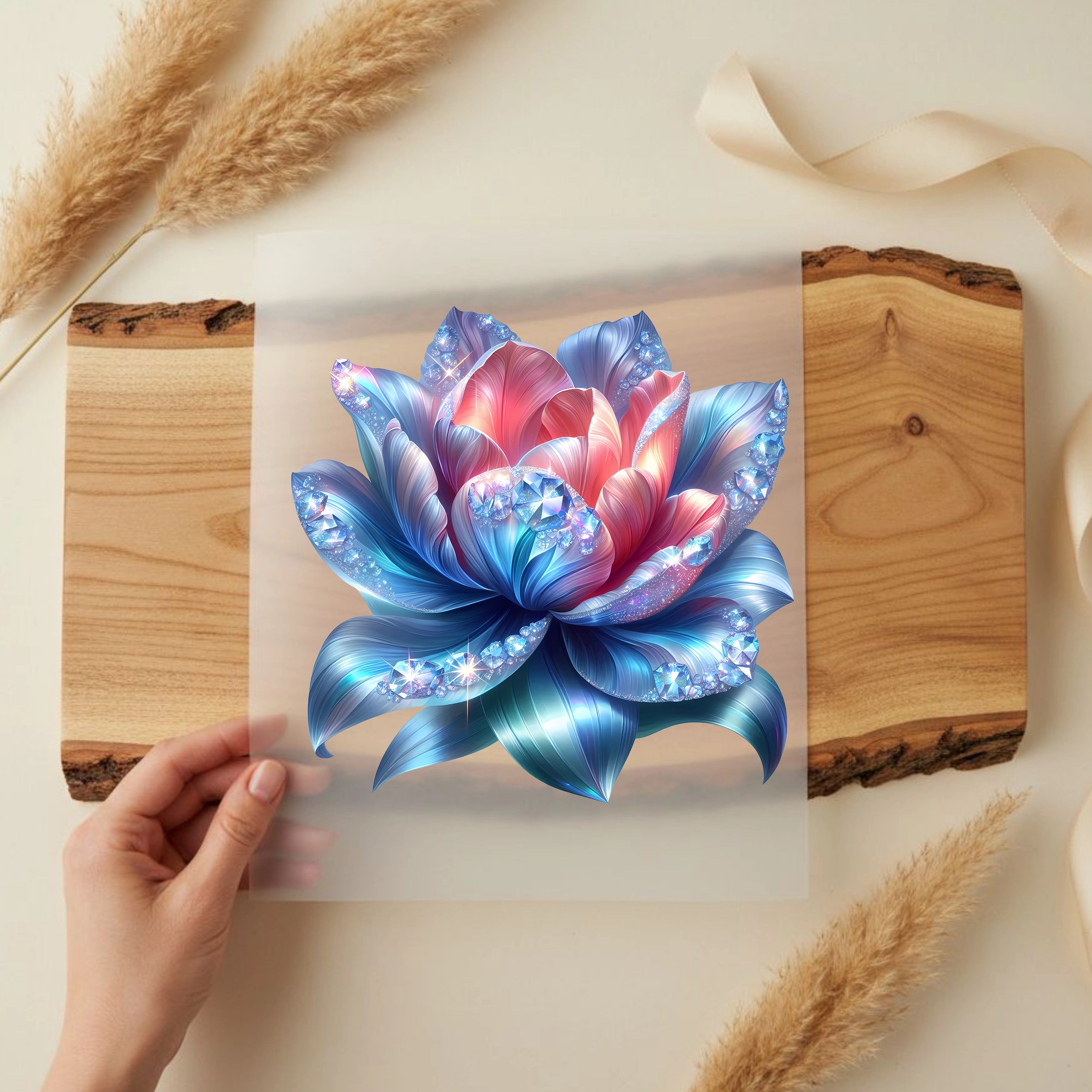 Bügelbild Kristall Lotusblume