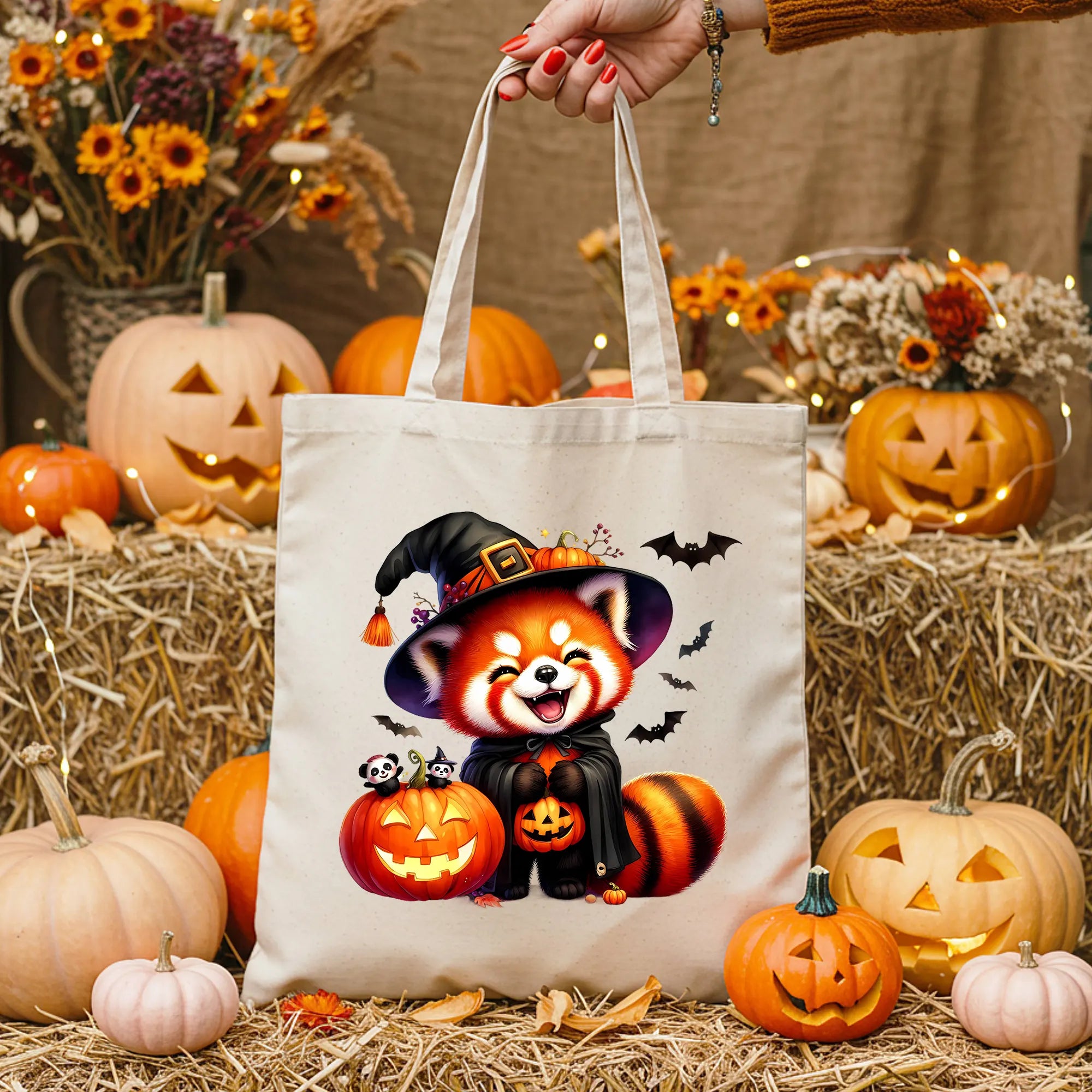 Bügelbild Kürbisfreund Roter Panda