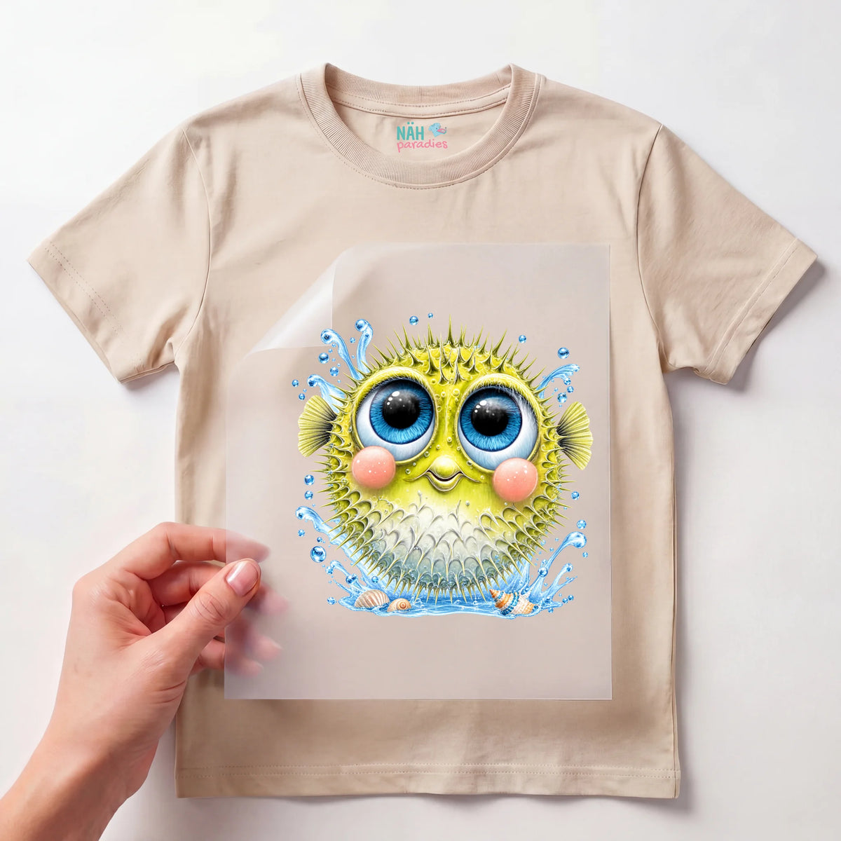 Bügelbild Kugelfisch Kawaii Bunt