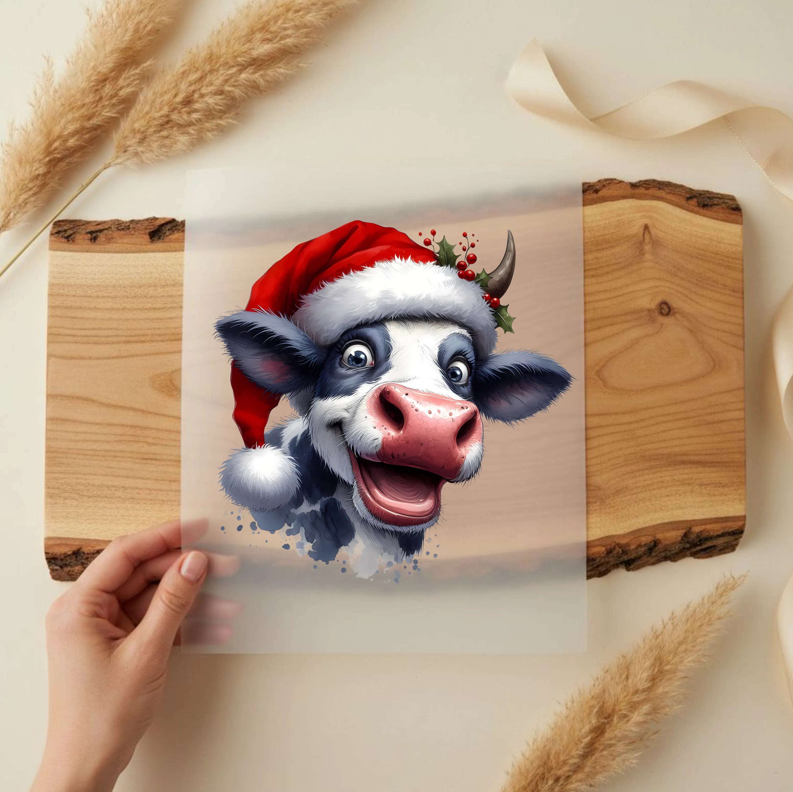 Bügelbild Kuh Winterwunder