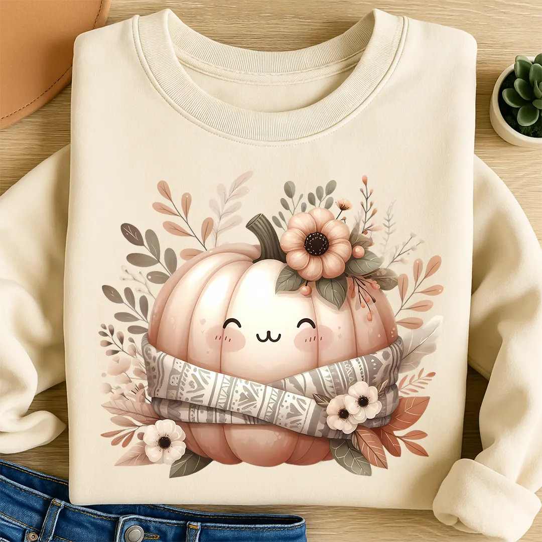 Bügelbild Kuscheliger Boho Kürbis