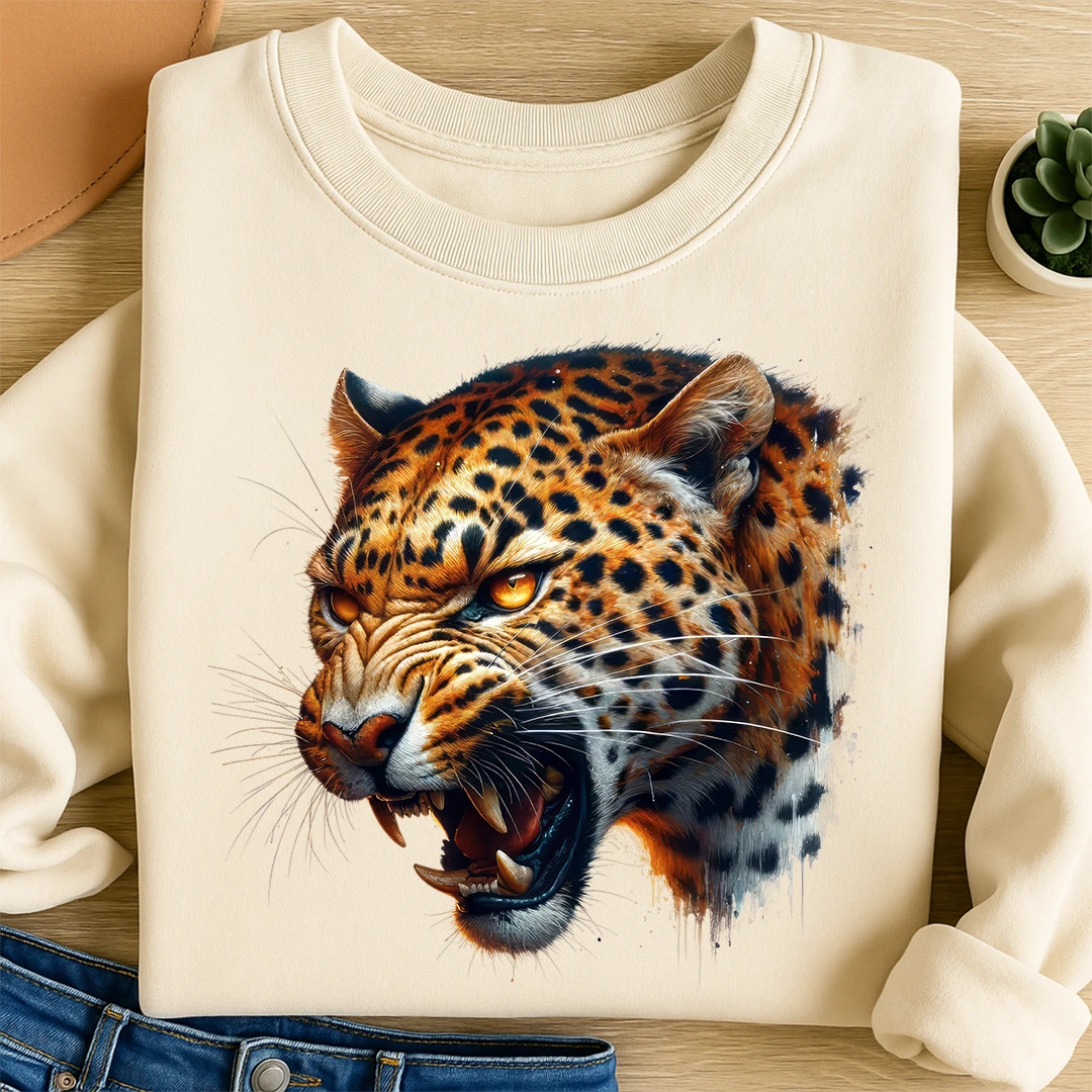 Bügelbild Leopard Wilder Zorn