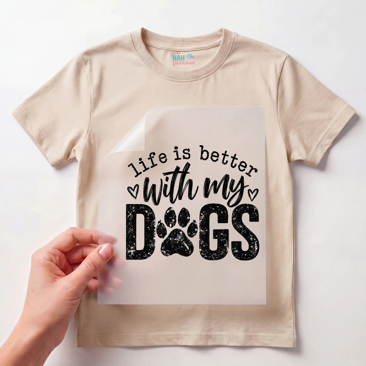 Bügelbild Life is better with my Dogs Schwarz