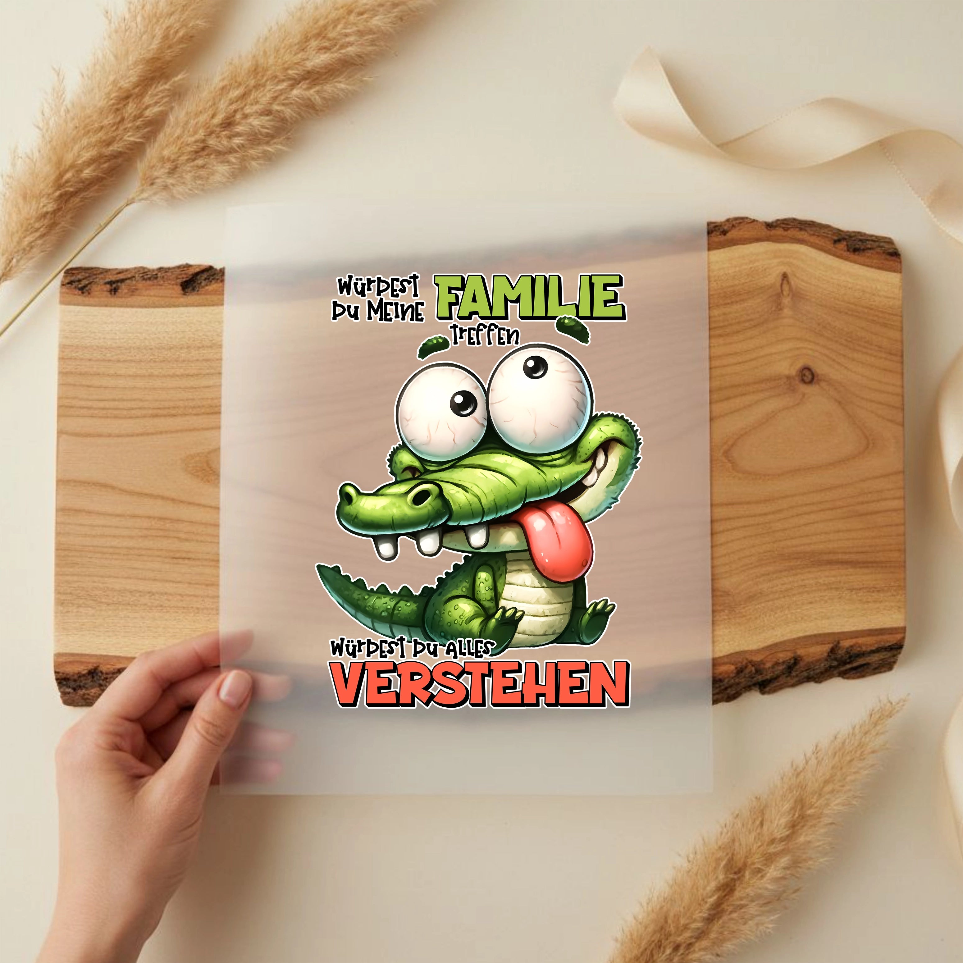 Bügelbild Lustiges Krokodil "Würdest du meine Familie treffen"