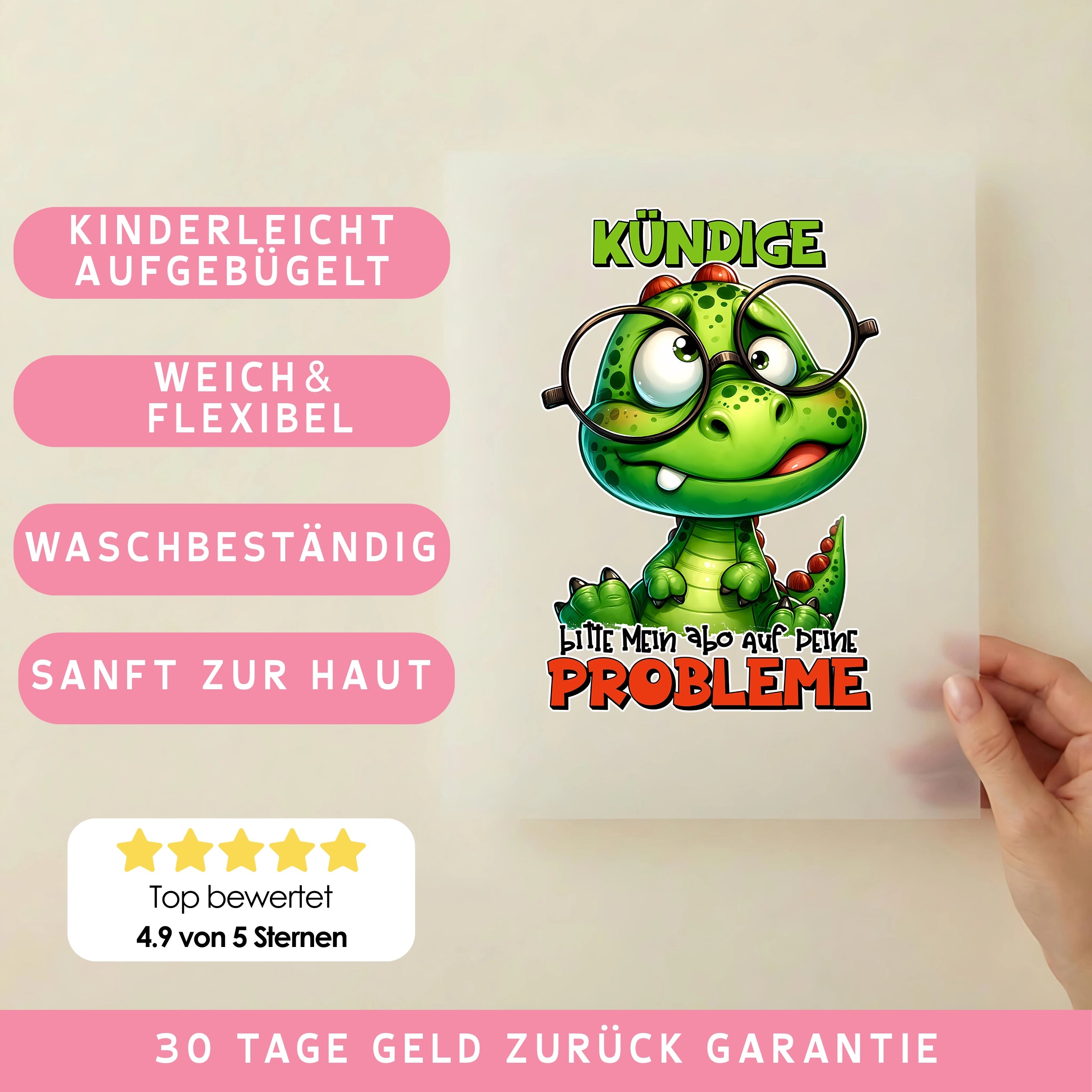 Bügelbild Lustiges Krokodil "abo auf deine PROBLEME"