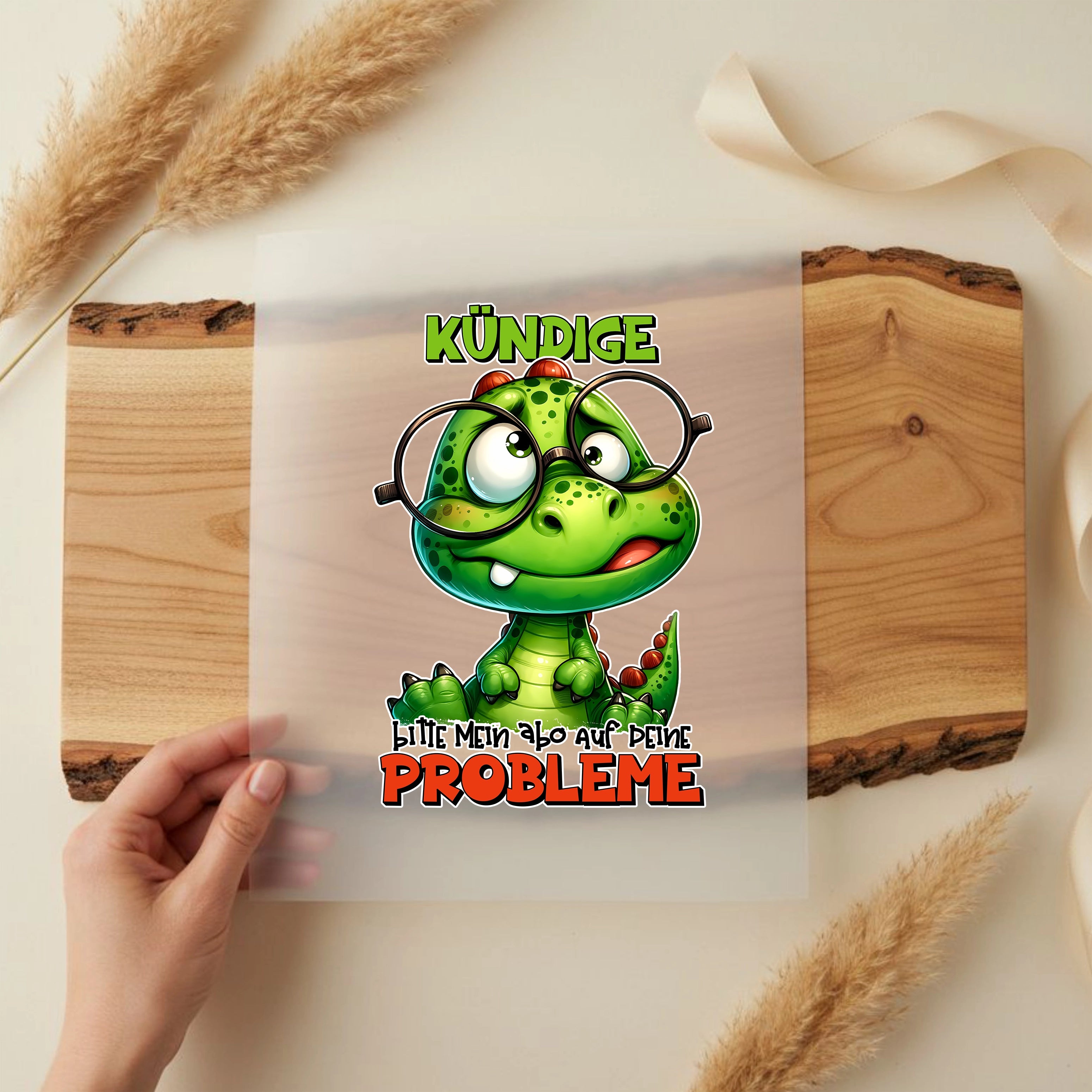 Bügelbild Lustiges Krokodil "abo auf deine PROBLEME"