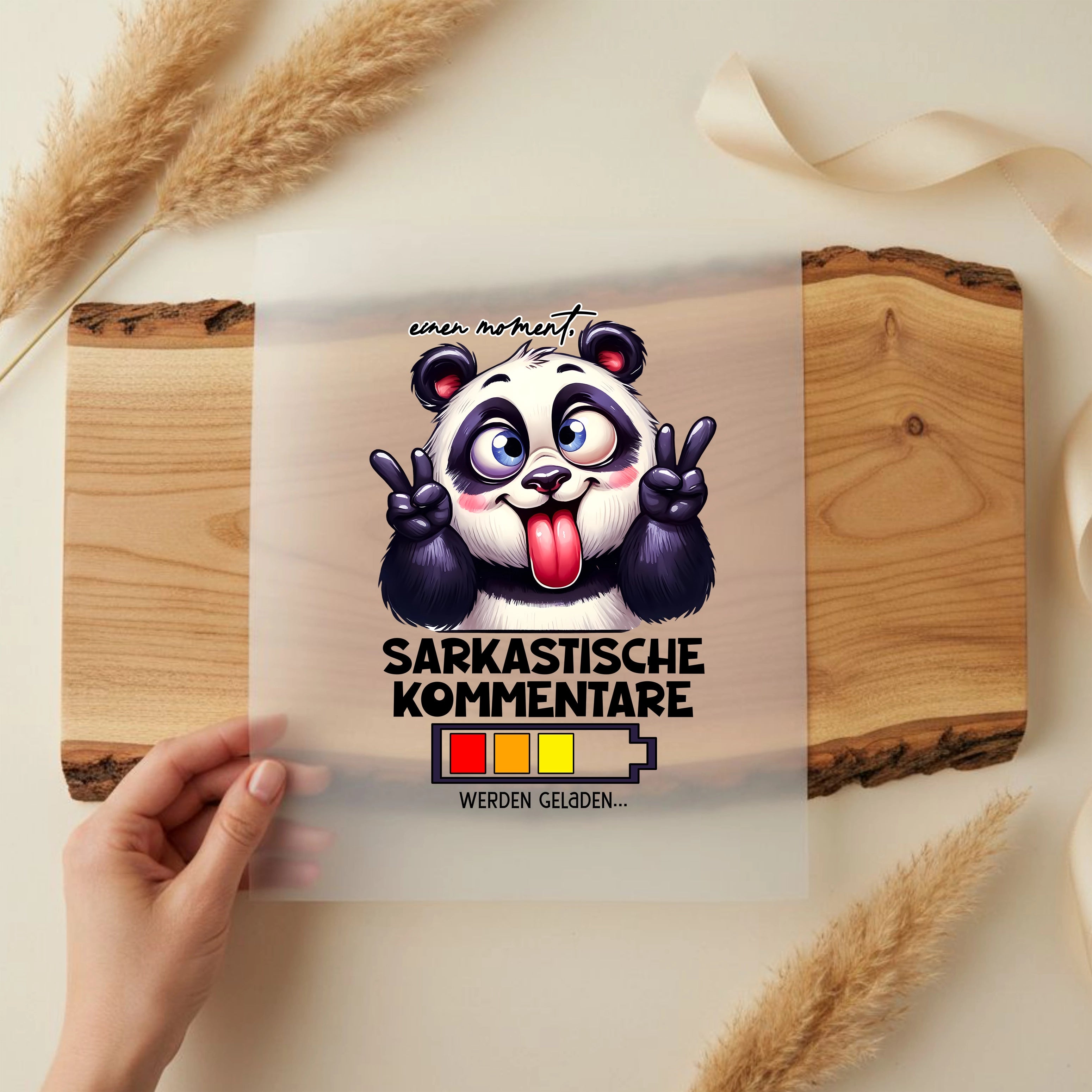 Bügelbild Lustiger Panda "Sarkastische Kommentare"