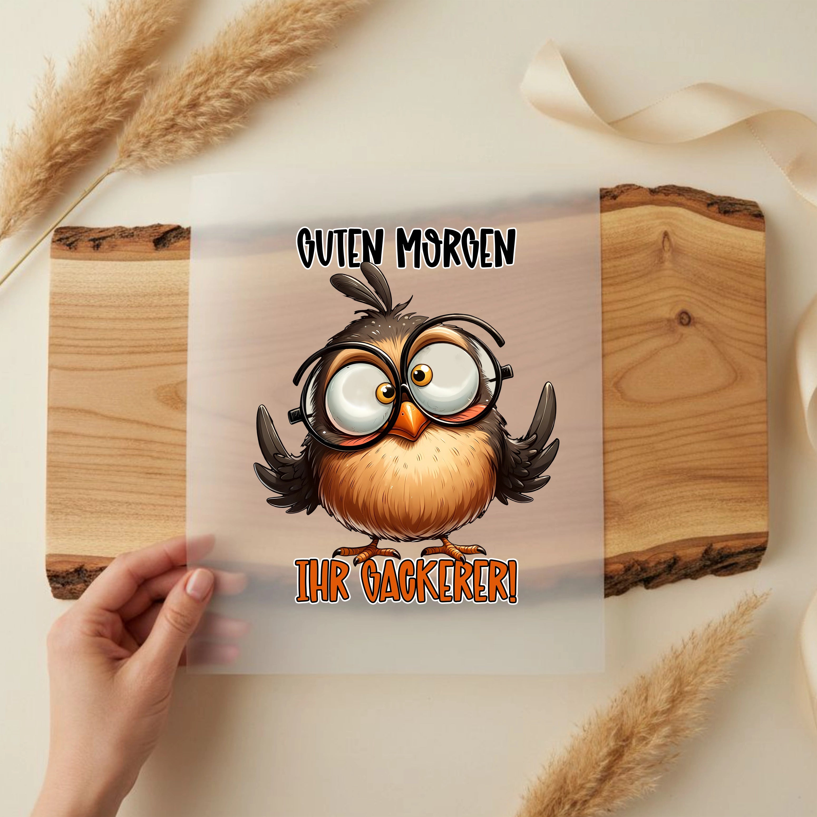 Bügelbild Lustiger Vogel "GUTEN MORGEN"