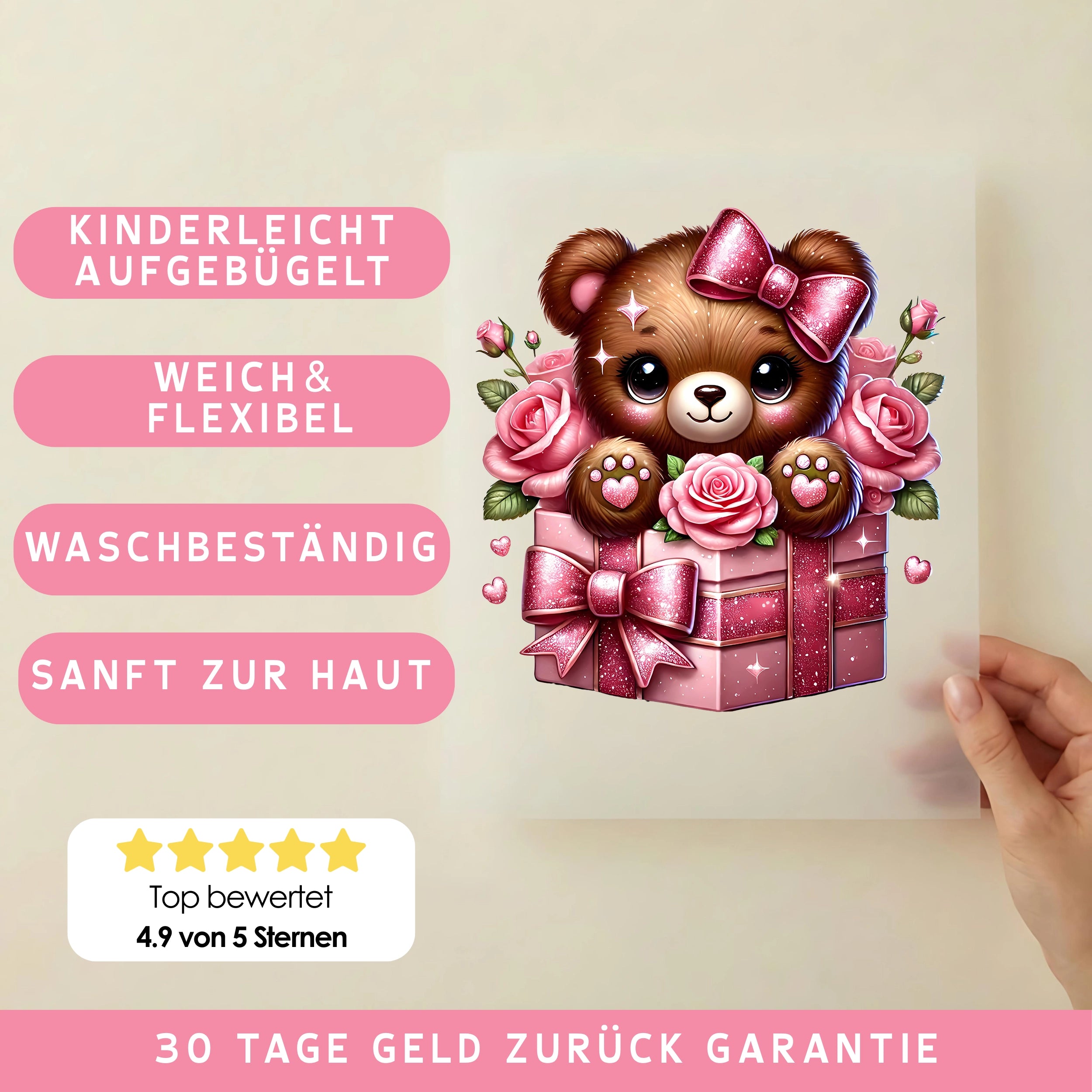 Bügelbild Bär Herzbox Leni