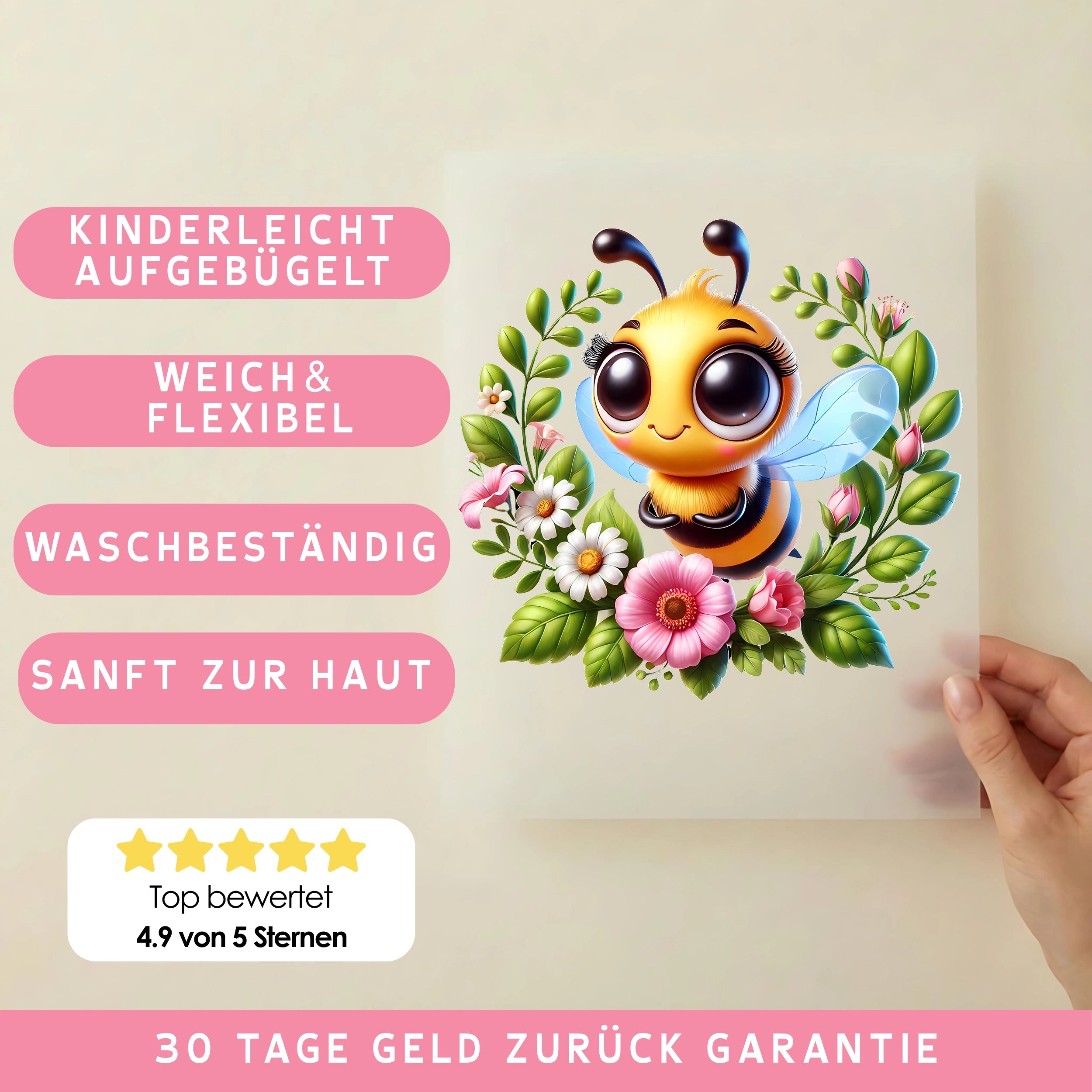 Bügelbild Biene Frühlingsgruß