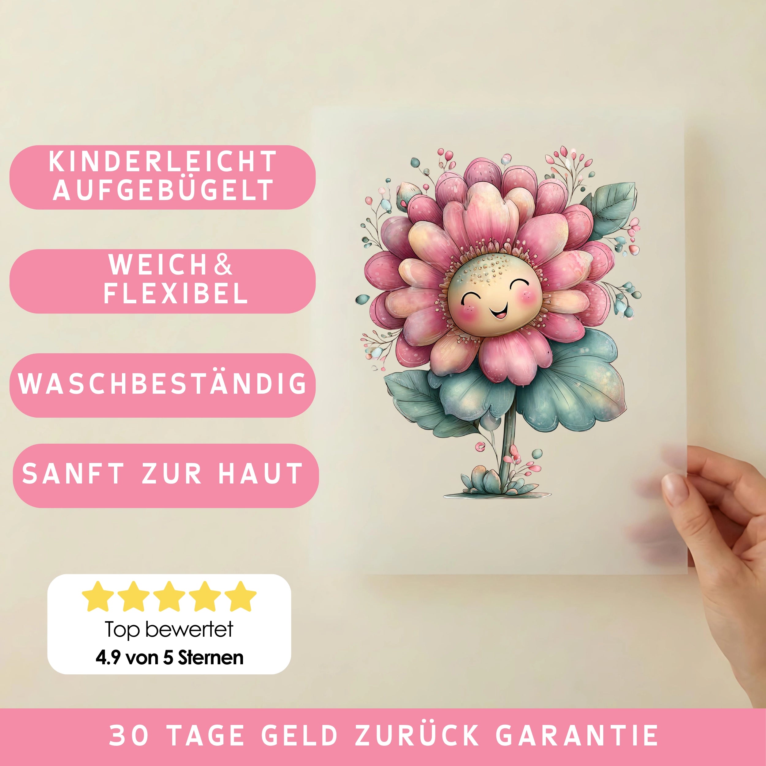 Bügelbild Blume GuteLaune Lina