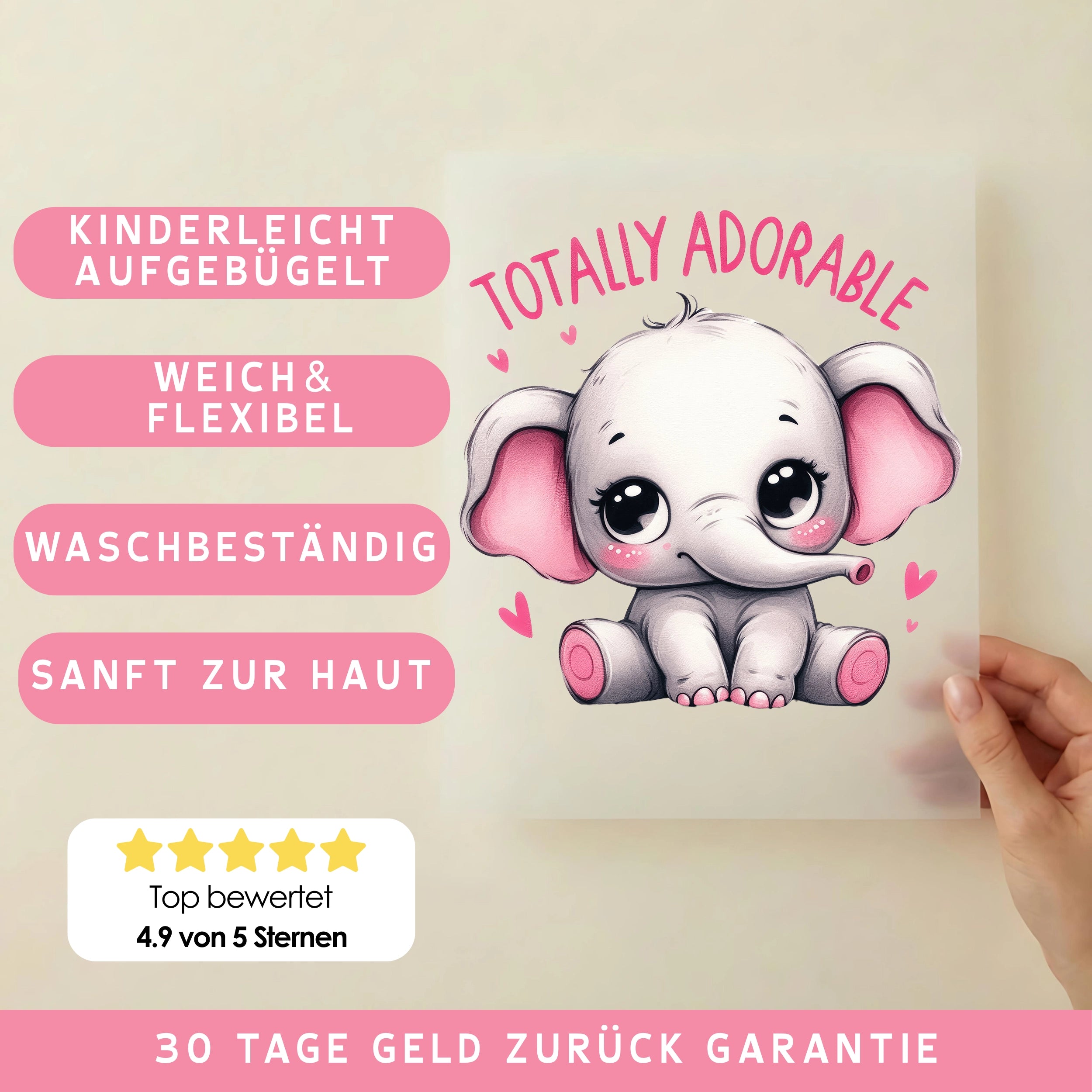 Bügelbild Elefant Totally Adorable Rosa