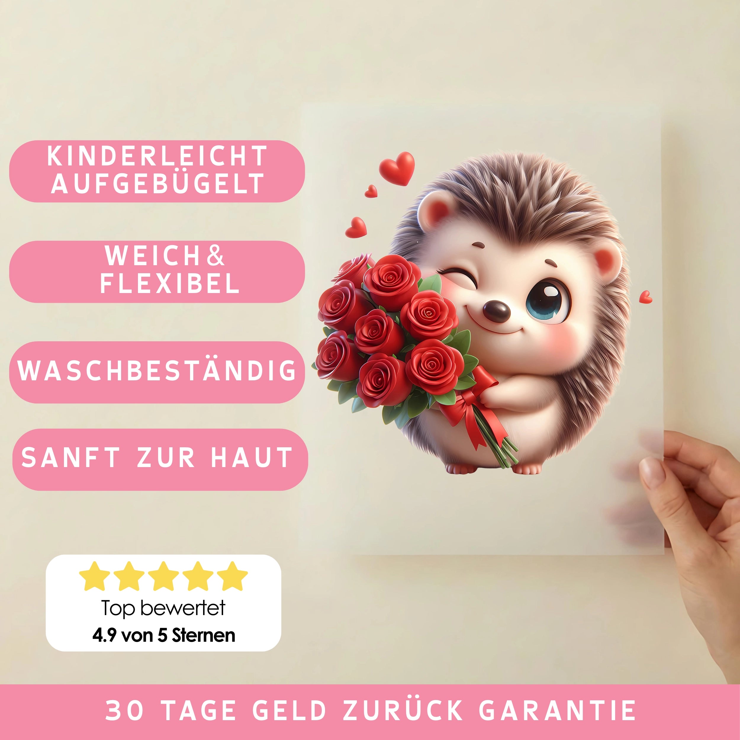 Bügelbild Igel Blumenstrauß Lina