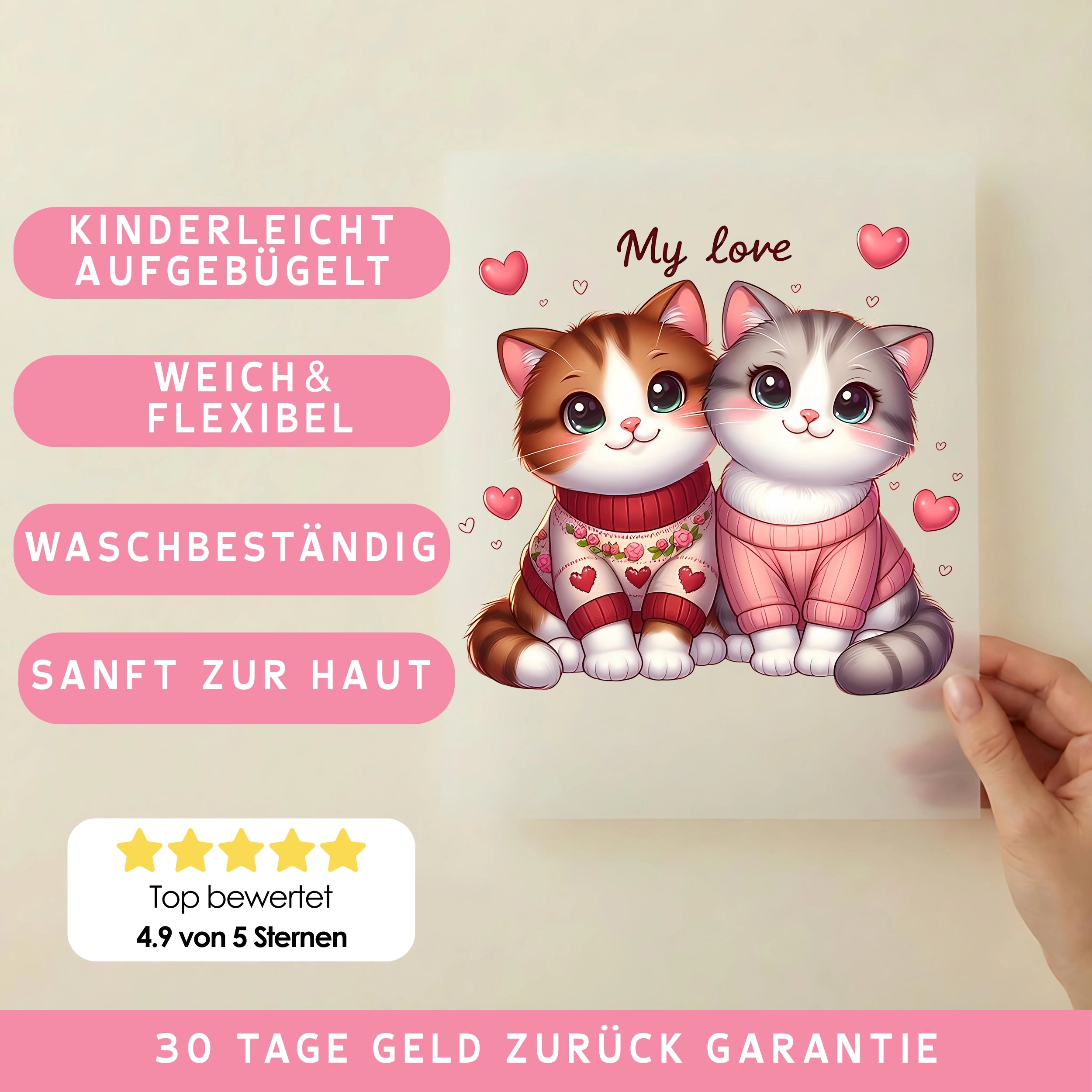 Bügelbild Katzen Schmusepaar