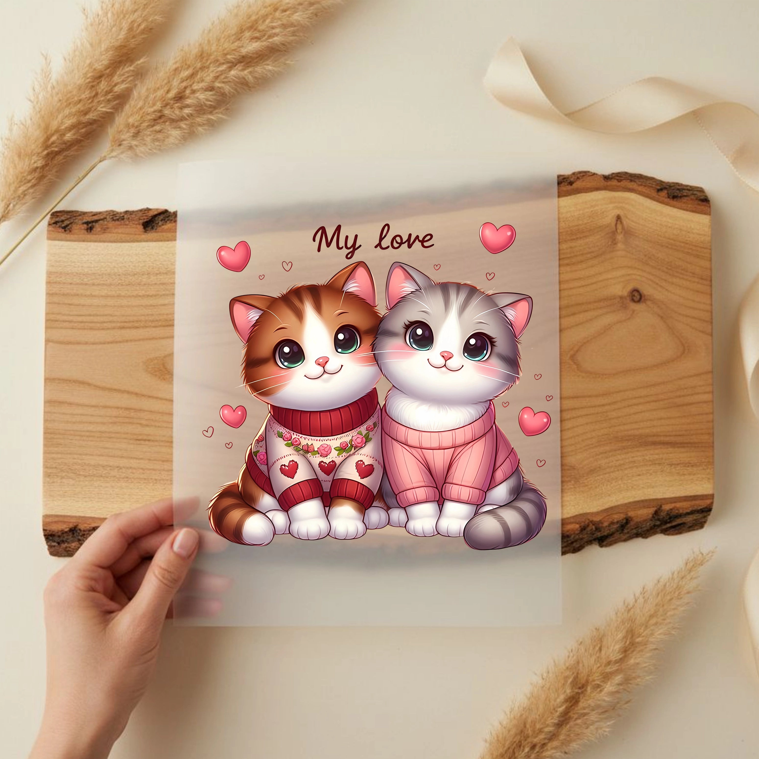 Bügelbild Katzen Schmusepaar